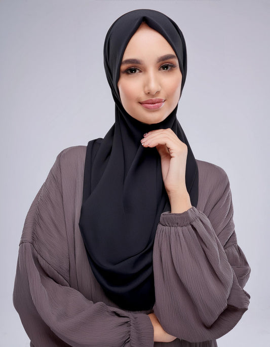 Charcoal Grey Pleated Hijab