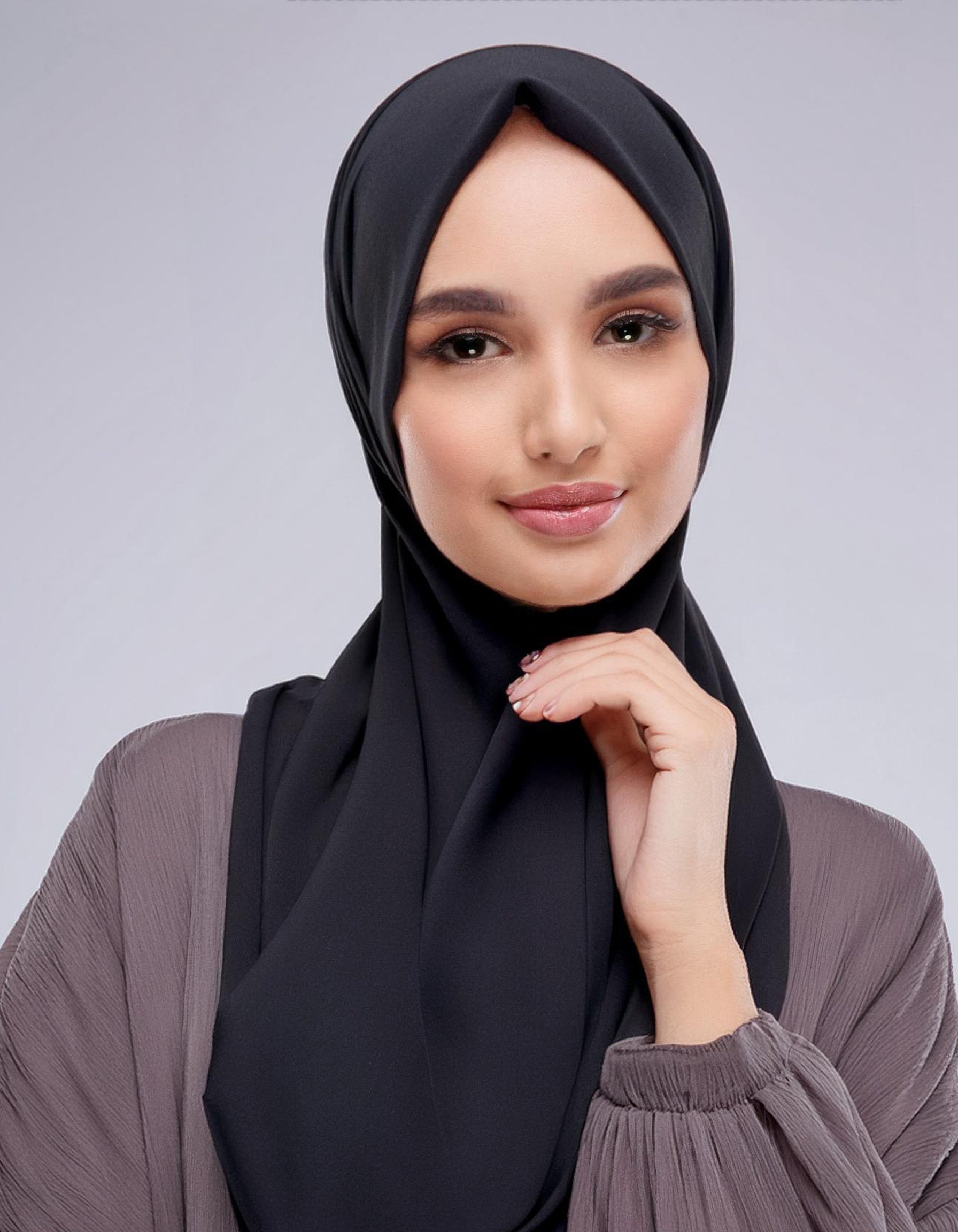 Charcoal Grey Pleated Hijab 2