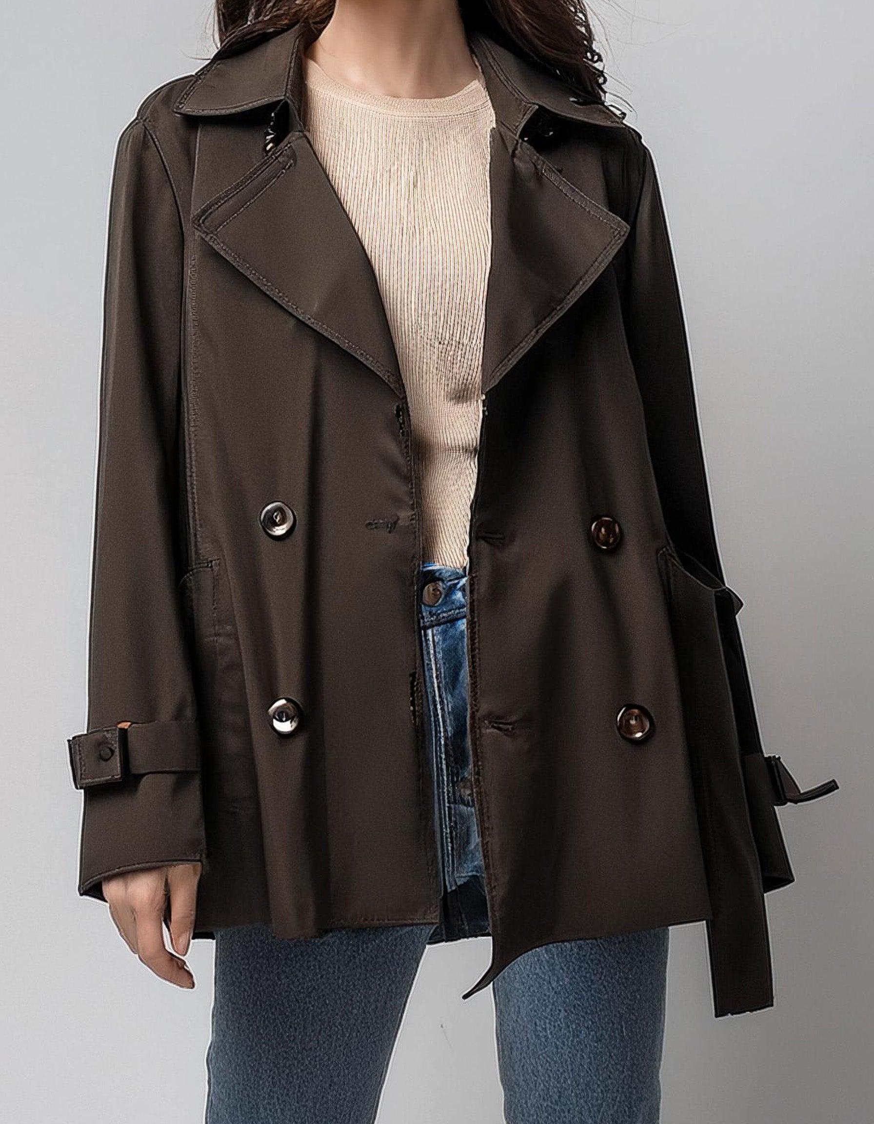 Charcoal Wool-Blend Trench Coats 2