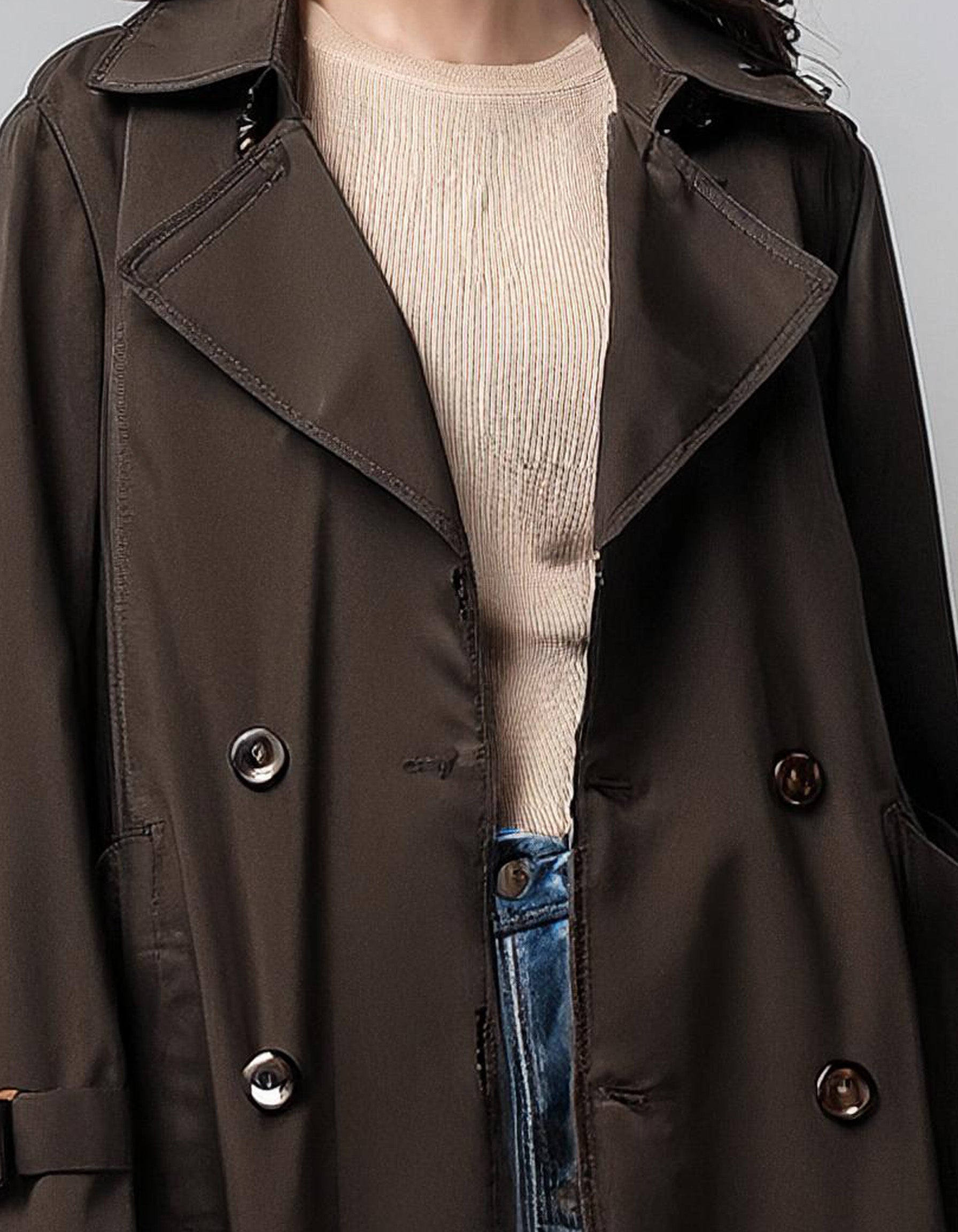 Charcoal Wool-Blend Trench Coats 3