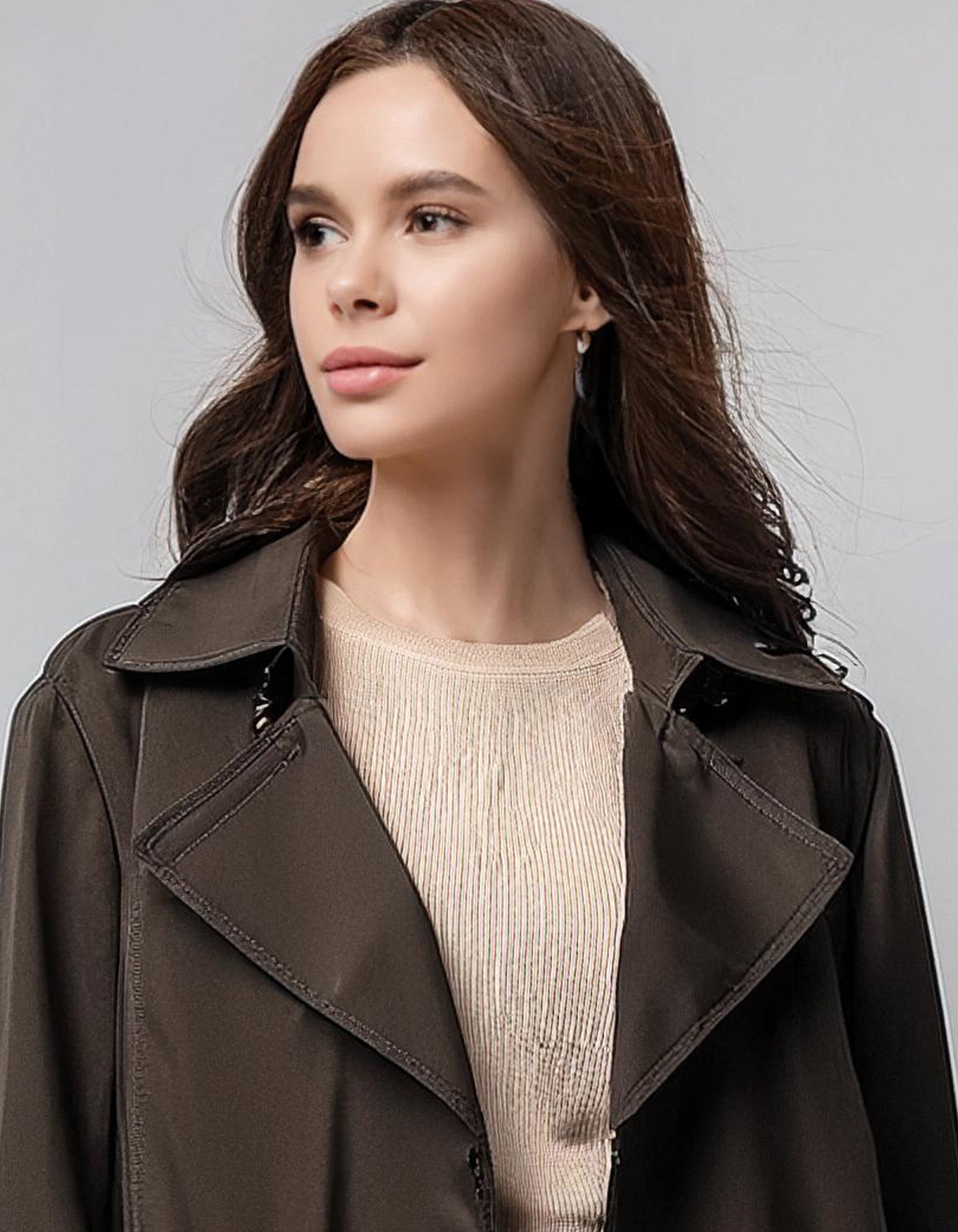 Charcoal Wool-Blend Trench Coats 4