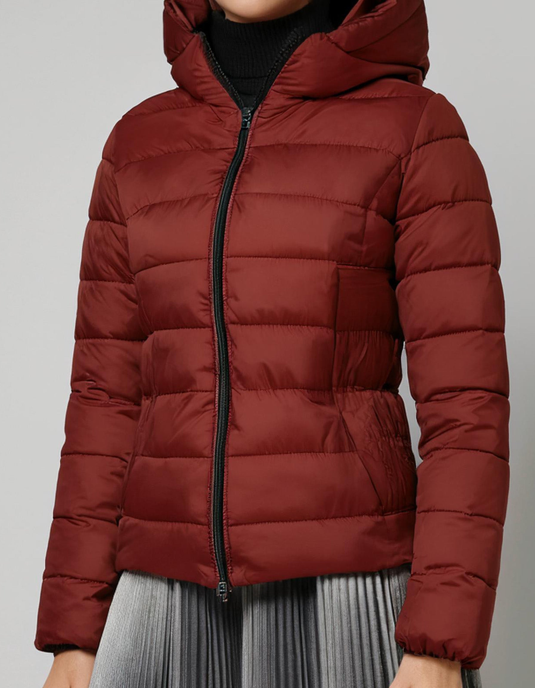 Cherry Red Cropped Puffer Jacket 2
