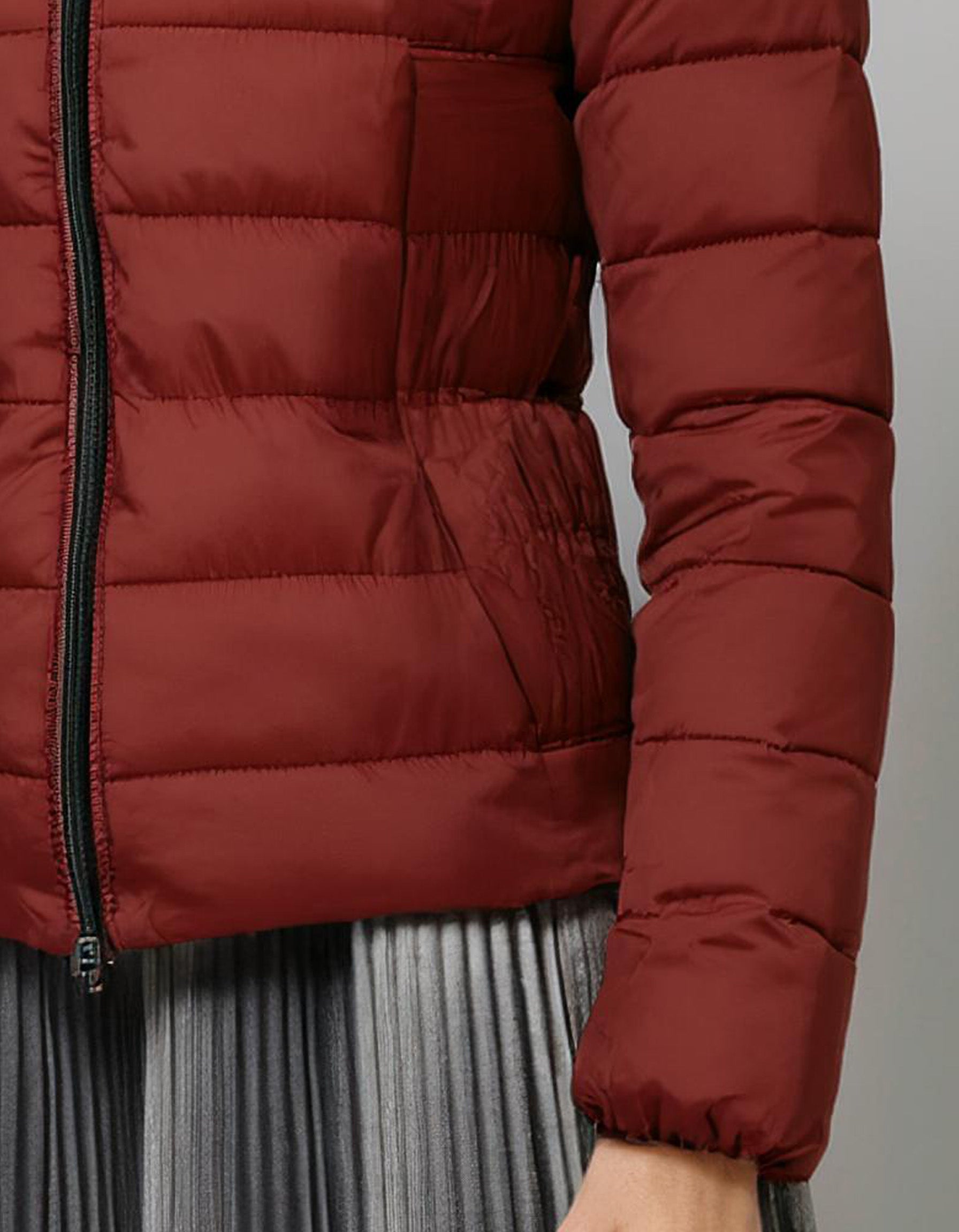 Cherry Red Cropped Puffer Jacket 3