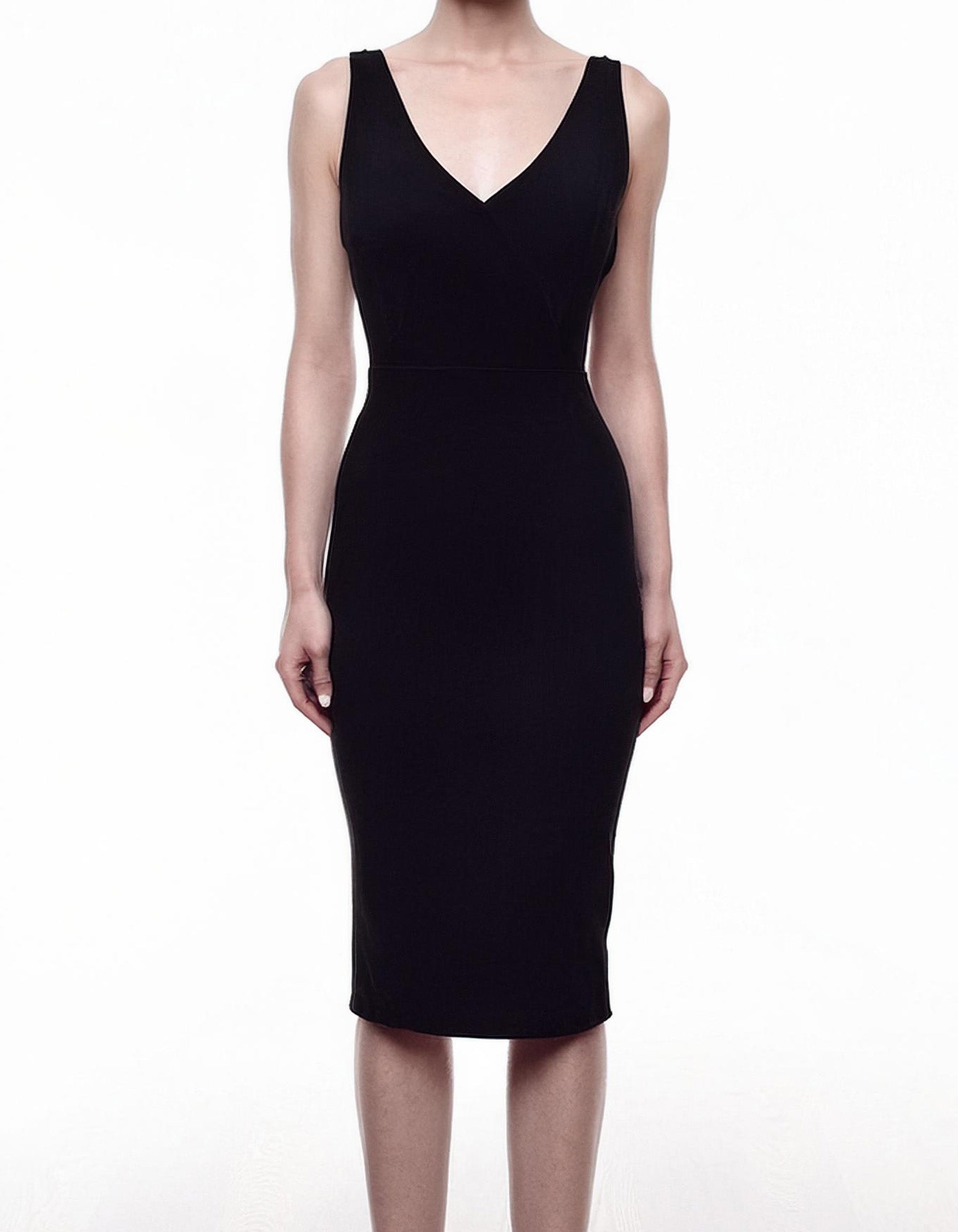 Classic Black Midi Bodycon Dress 2