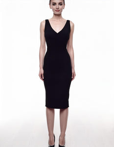 Classic Black Midi Bodycon Dress