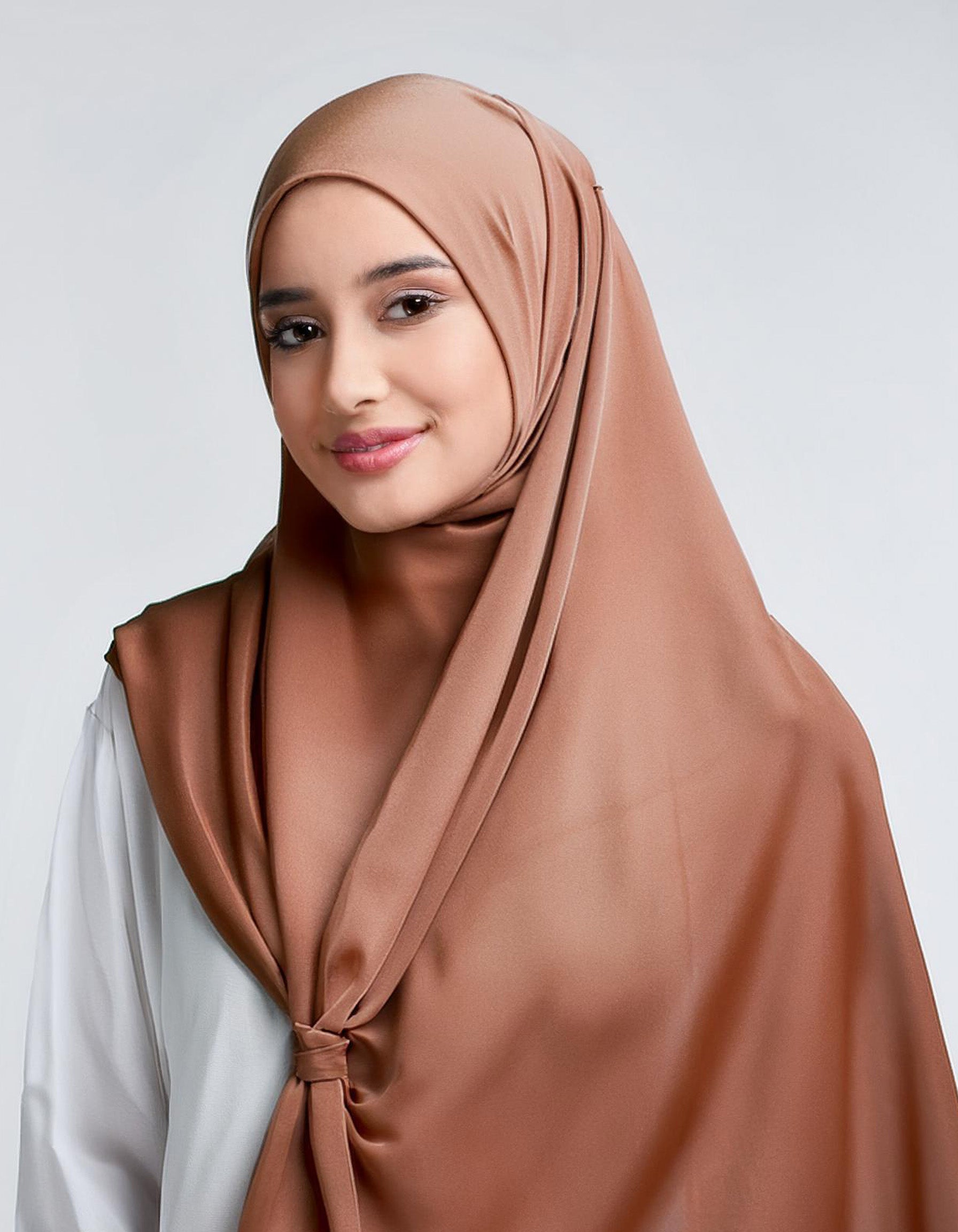 Copper Satin Silk Hijab 2