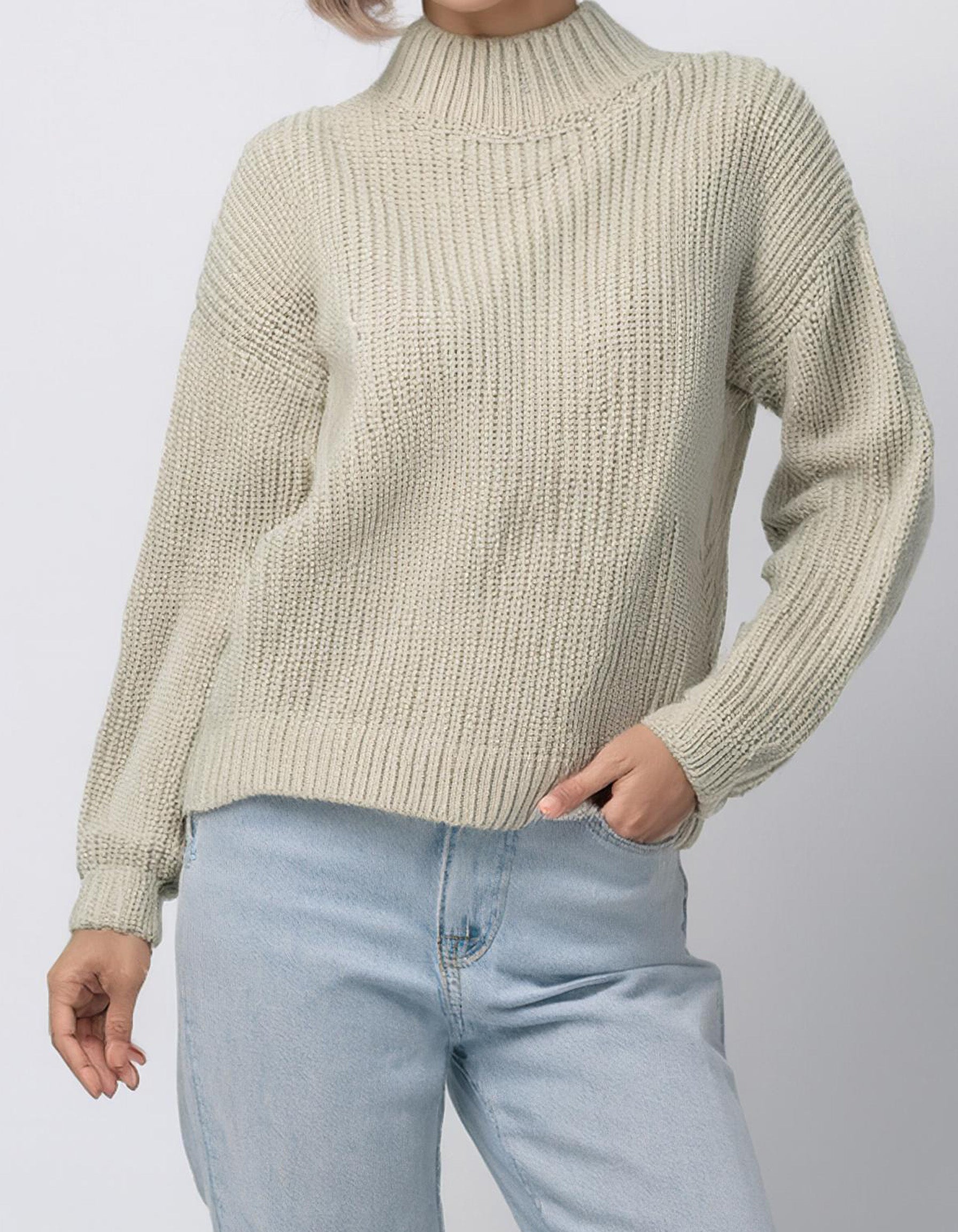 Cream High-Neck Pullover 2