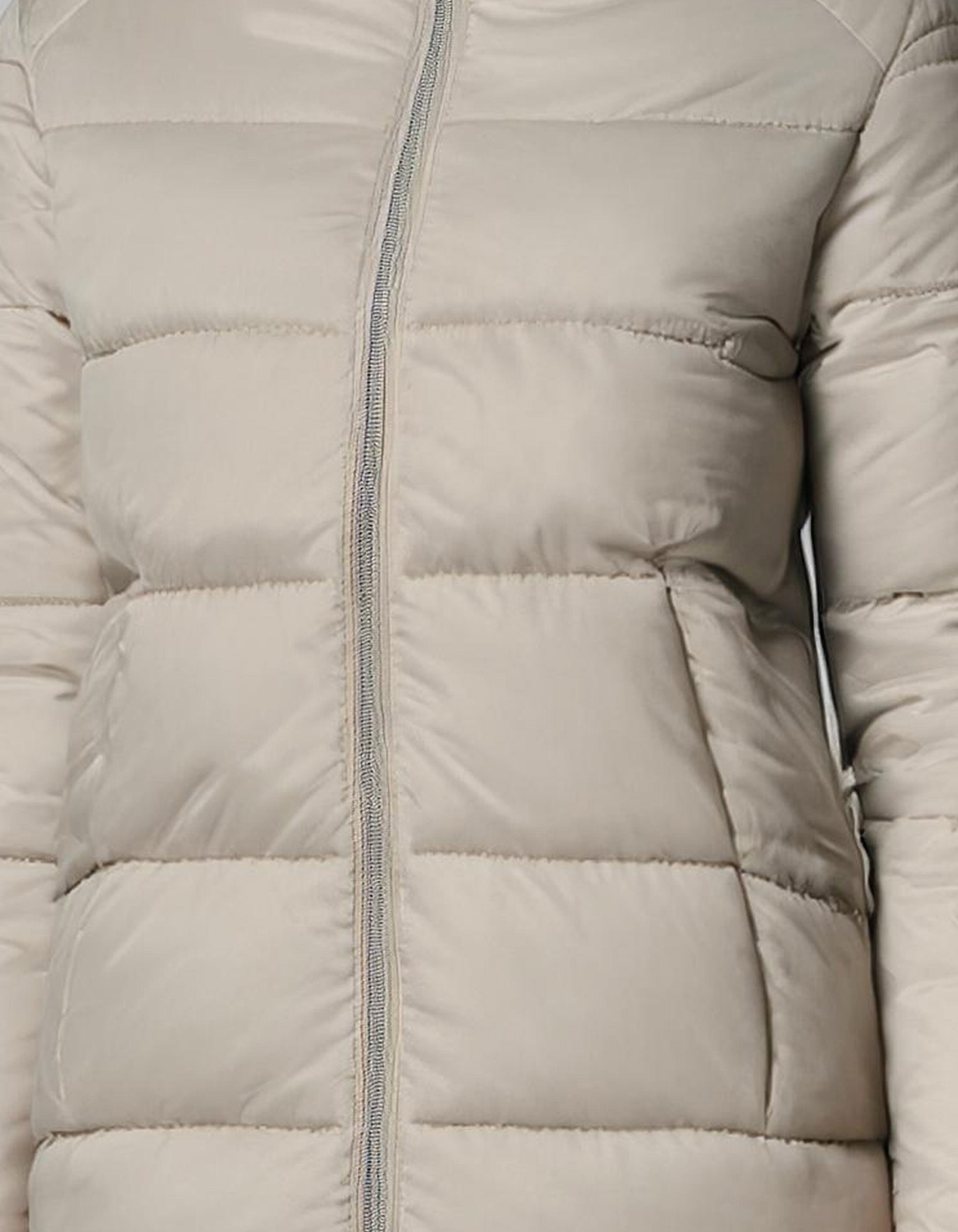 Cream Long-Line Hooded Puffer Jacket 3