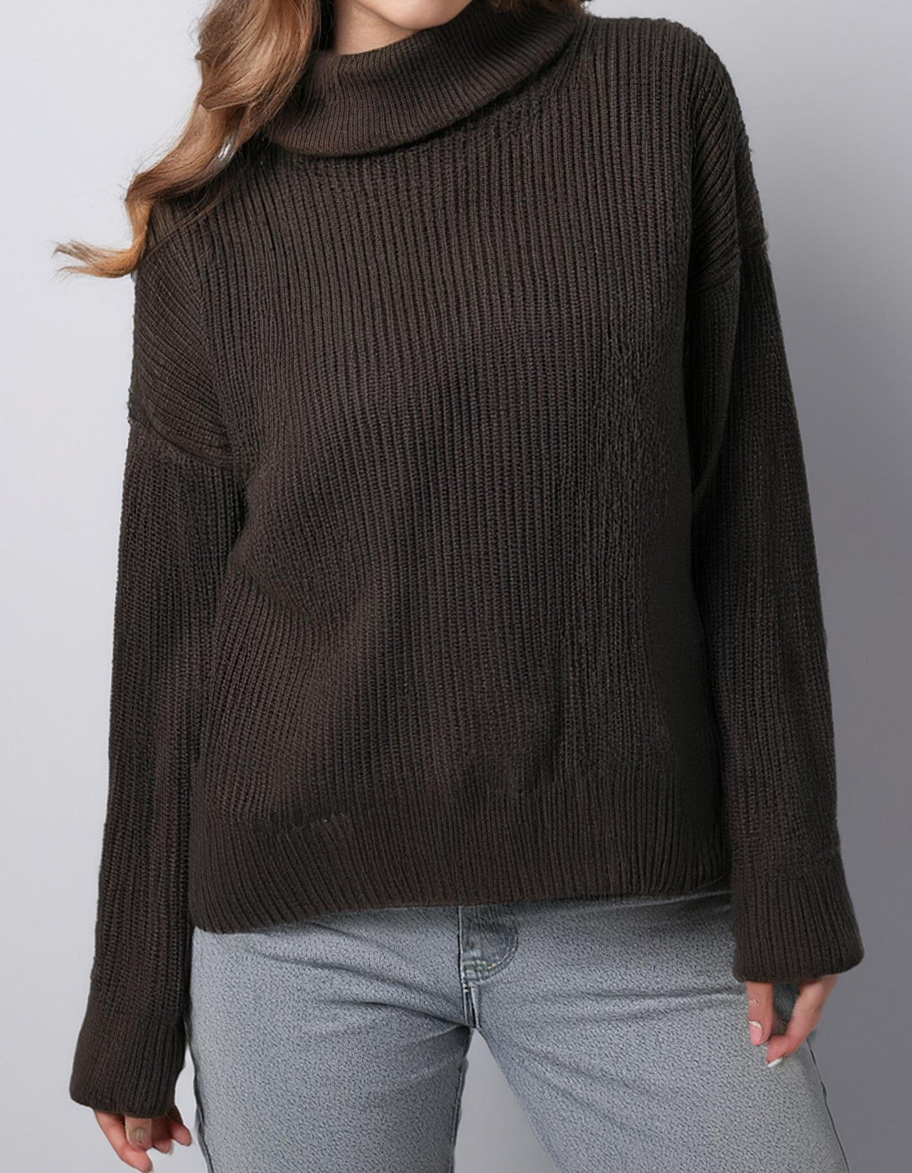 Dark Brown Loose Fit Pullover 2