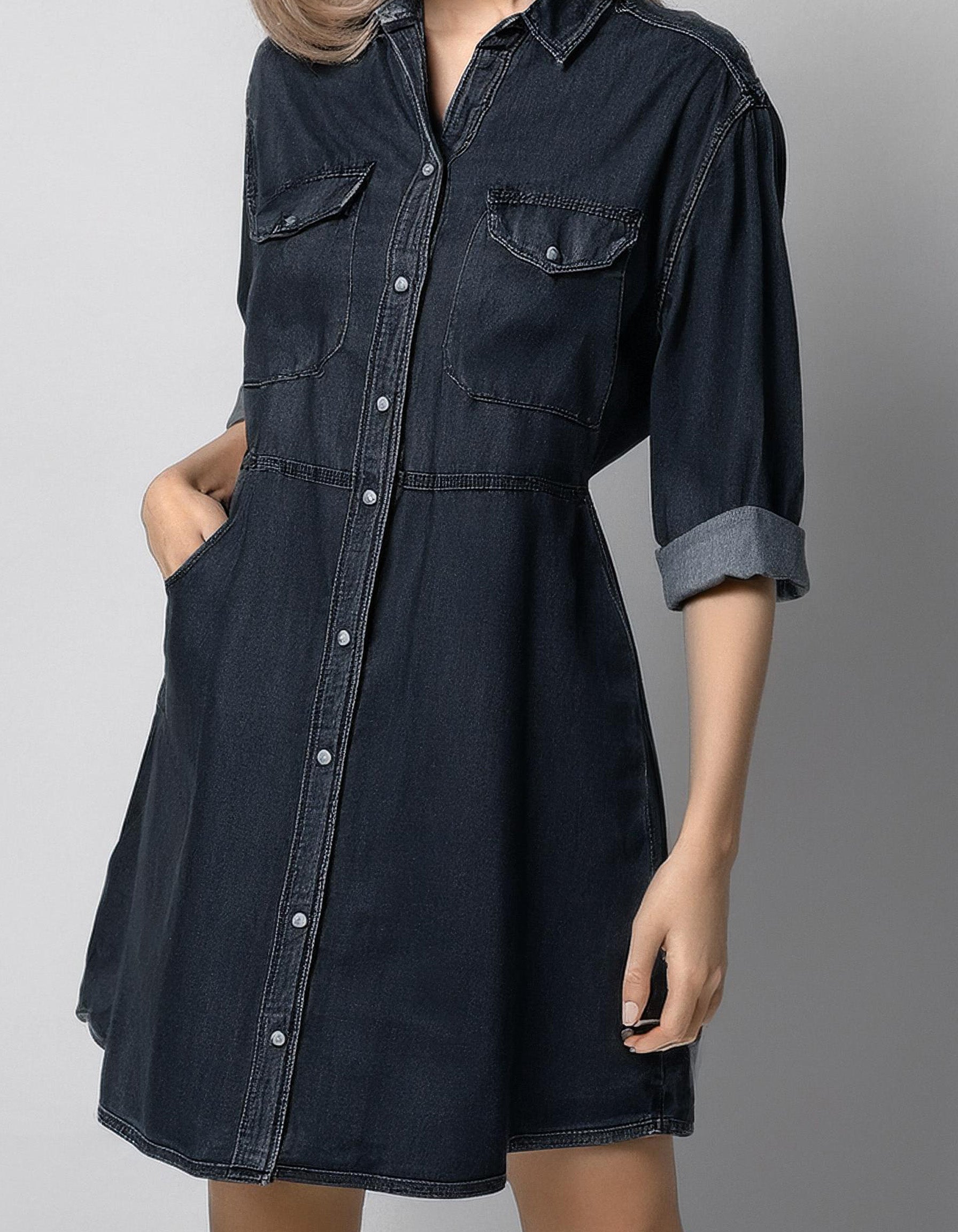 Dark Denim Shirt Dress 2
