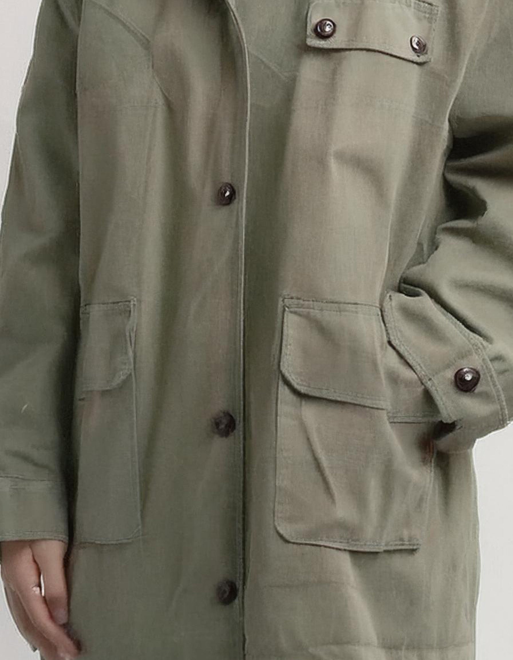 Dark Olive Green Hooded Parka with Waist Belt 3