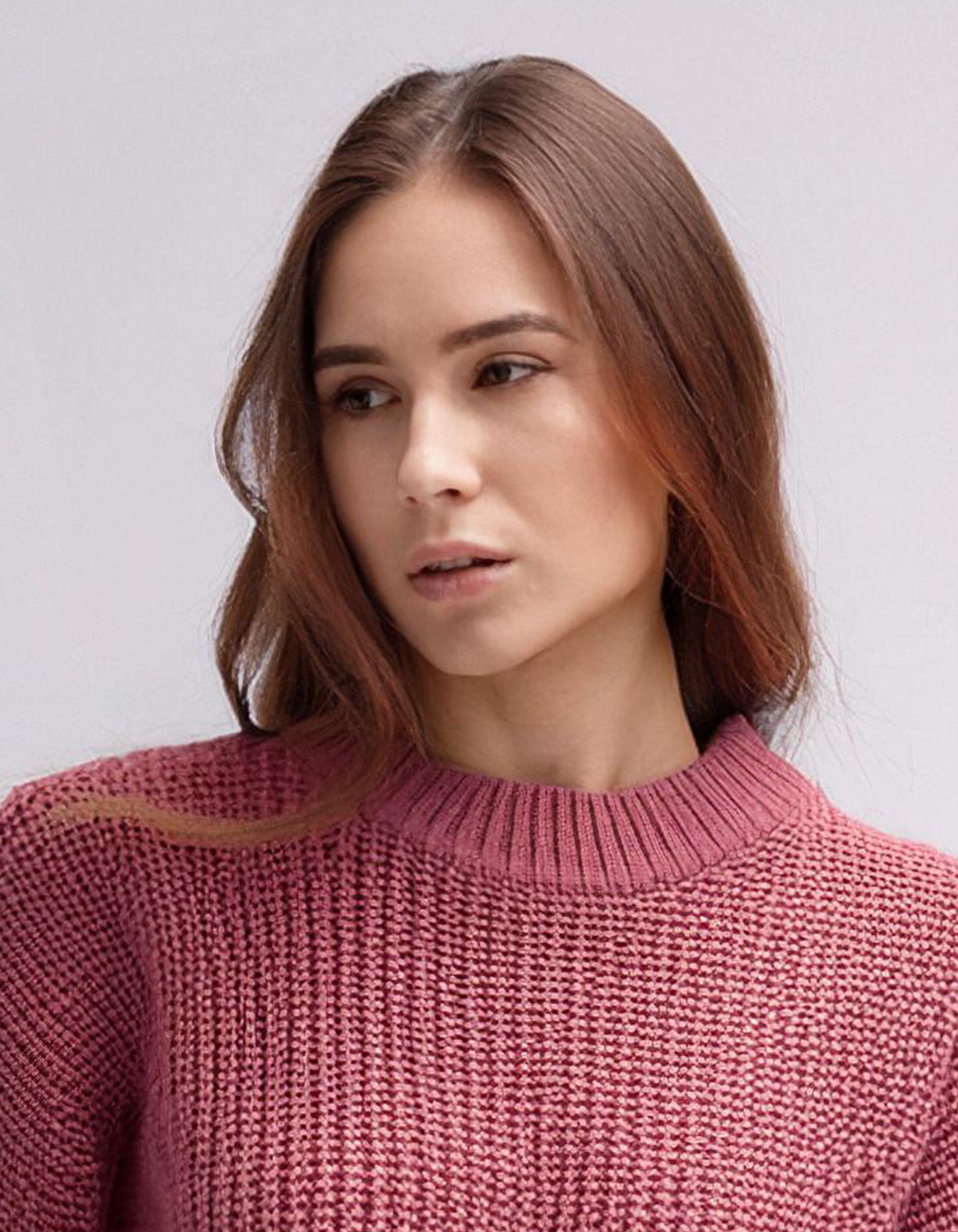 Dark Red Cable Knit Pullover 4