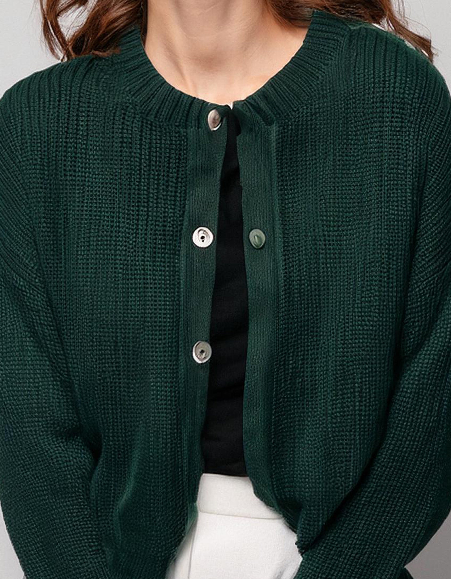 Deep Forest Green Button-Up Cardigan 3