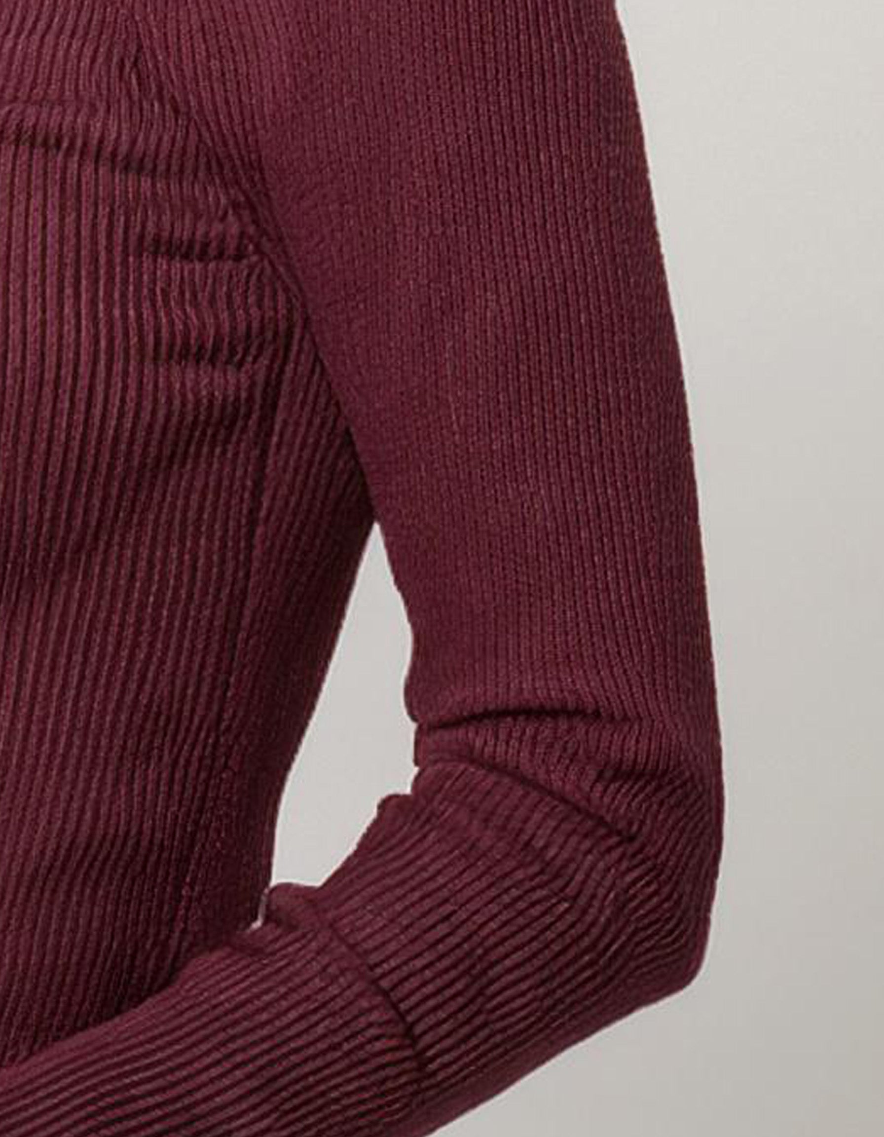 Deep Maroon Ribbed Turtleneck Sweater 3