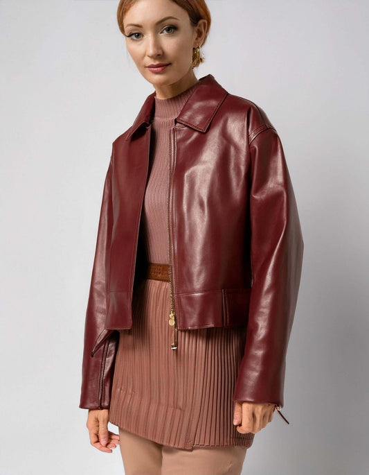 Deep Red Leather Jacket