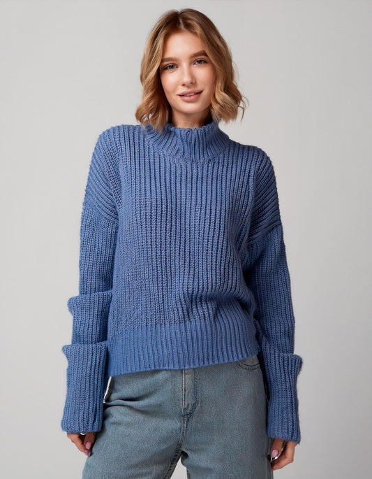 Denim Blue Cozy Knit Pullover