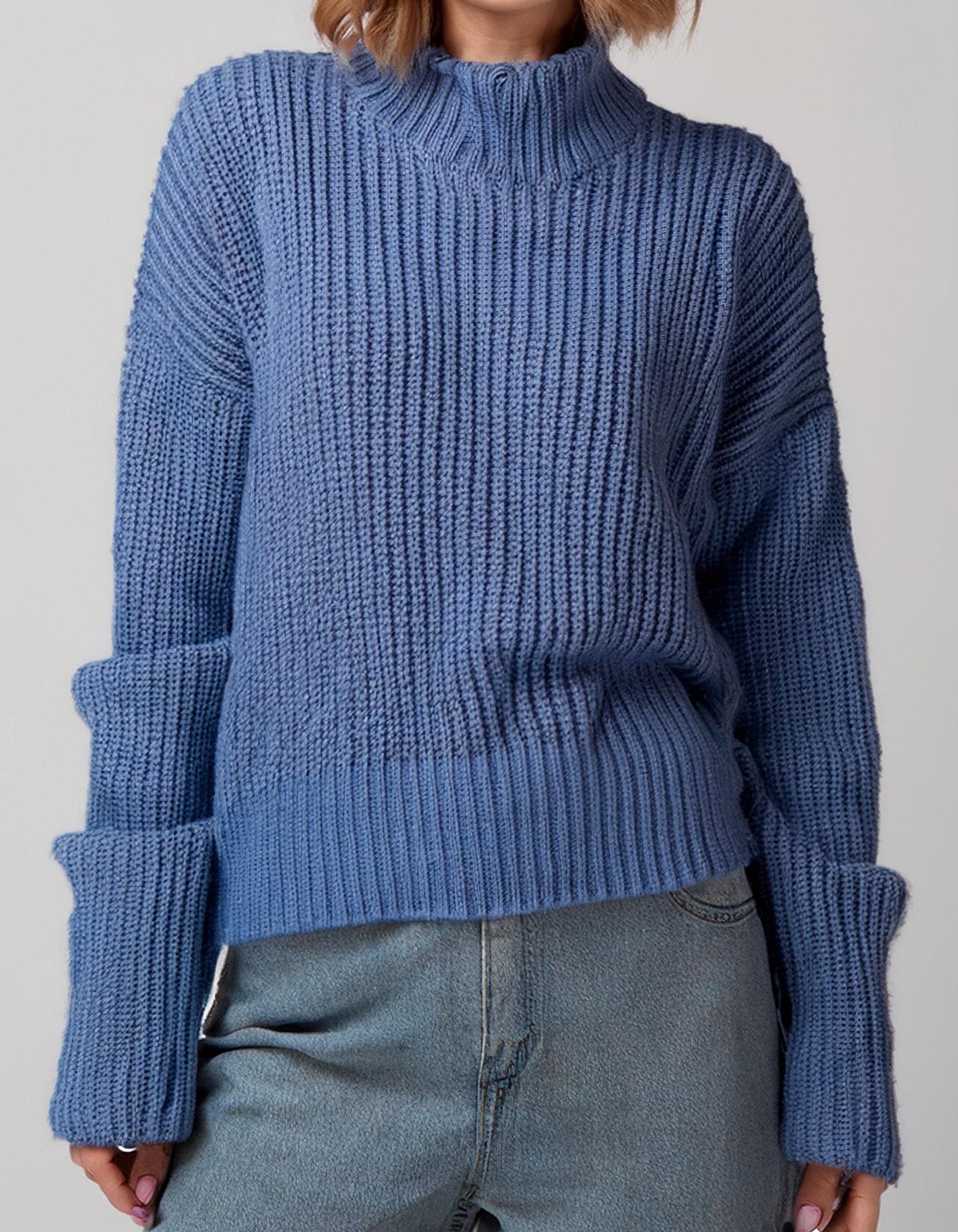 Denim Blue Cozy Knit Pullover 2