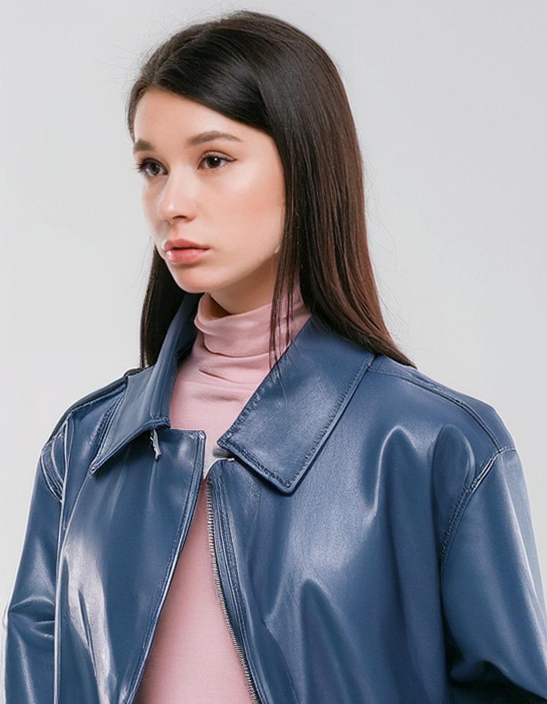 Denim Blue Leather Jacket 4