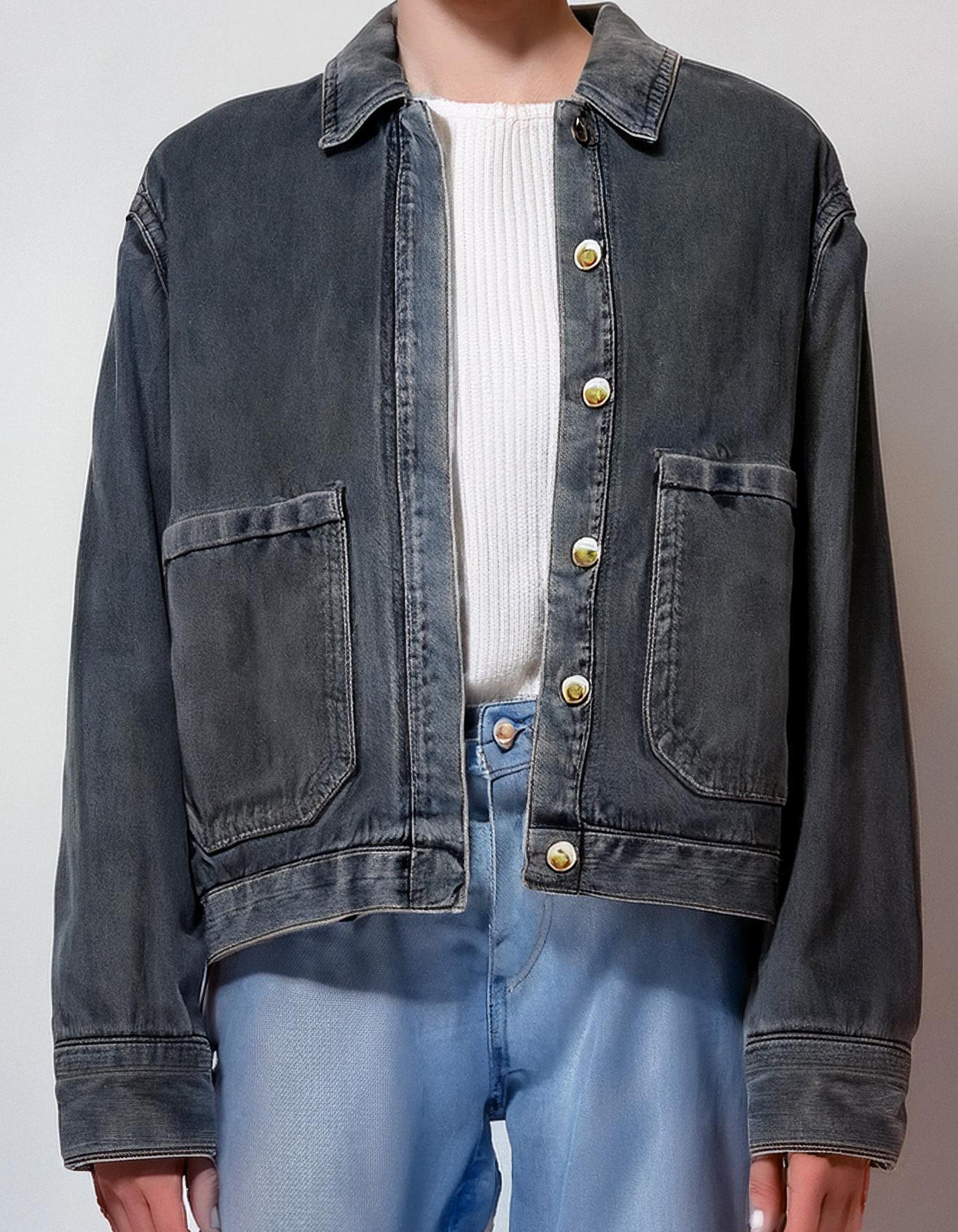 Distressed Medium Wash Denim Jacket 2