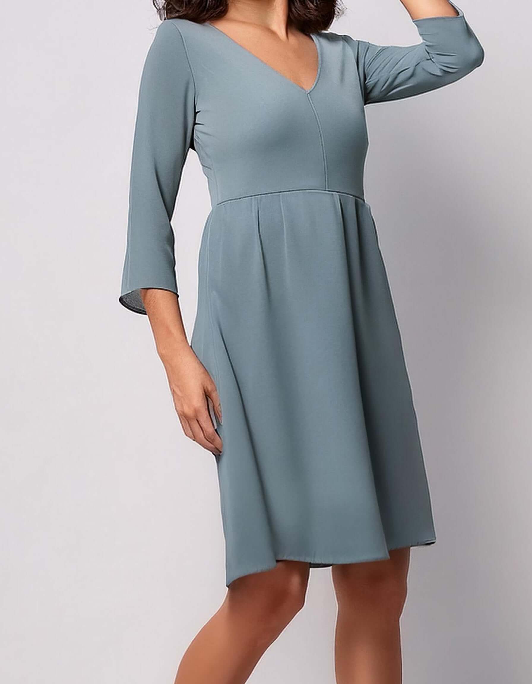 Dove Gray Long Sleeve Shift Dresses 2