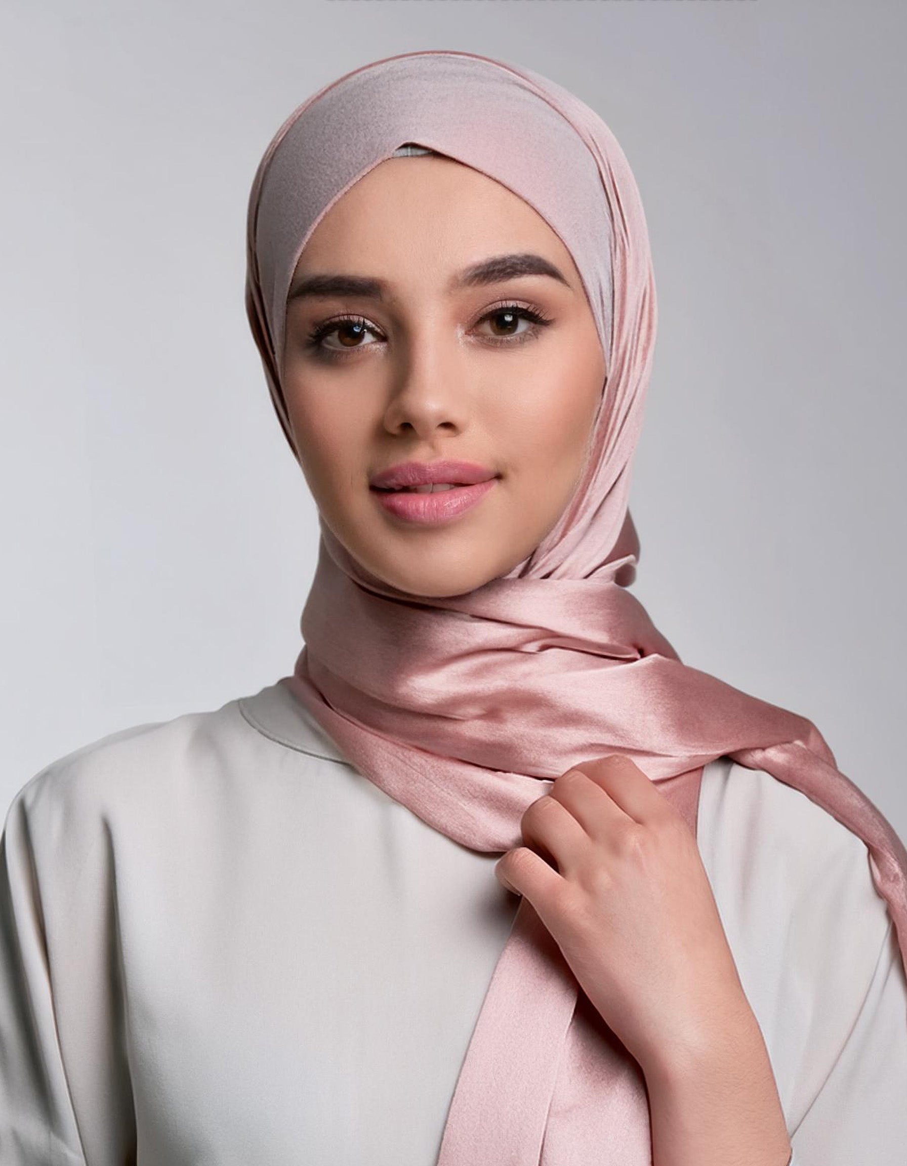 Dusty Pink Satin Hijab 2