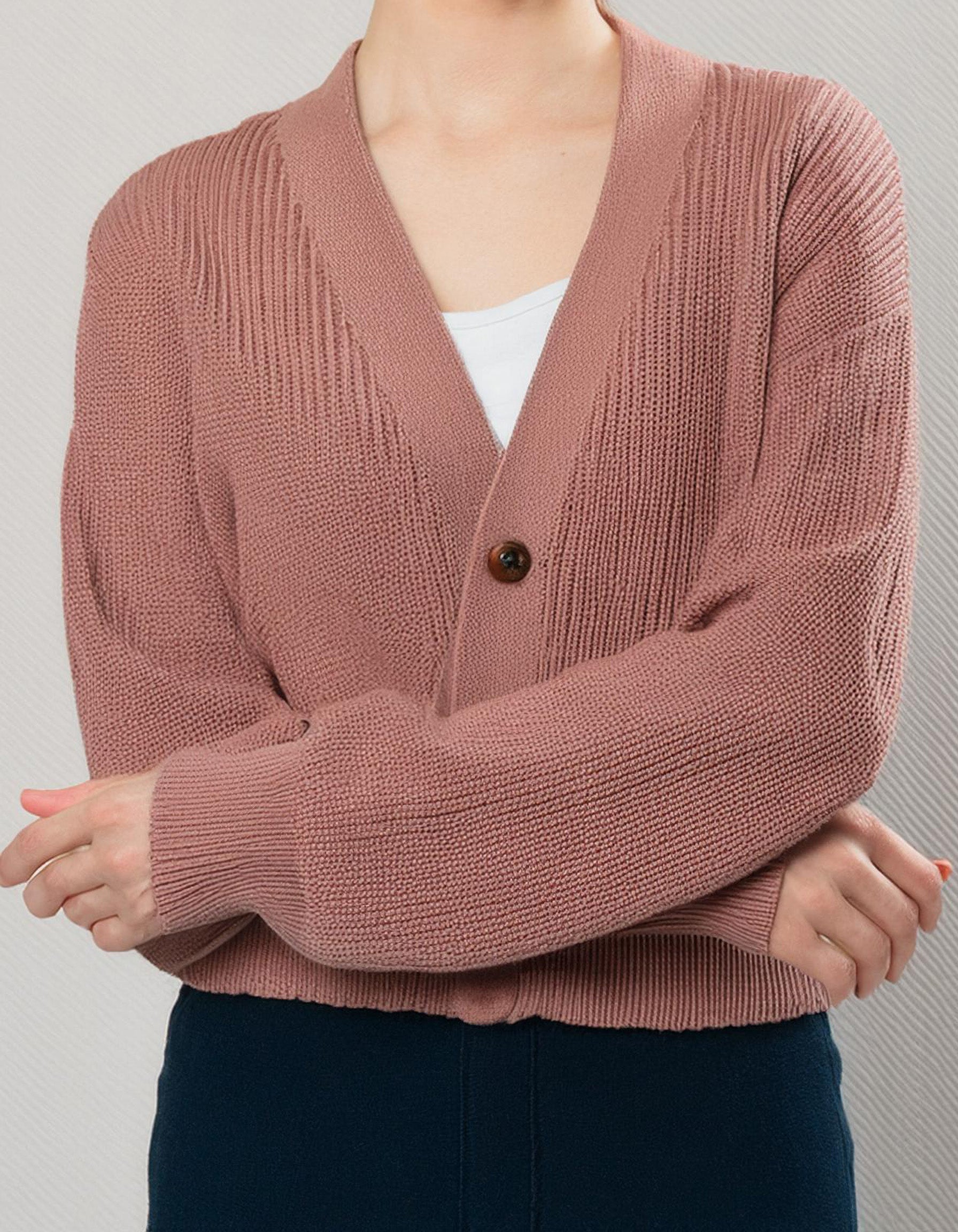 Dusty Rose V-Neck Cardigan 2