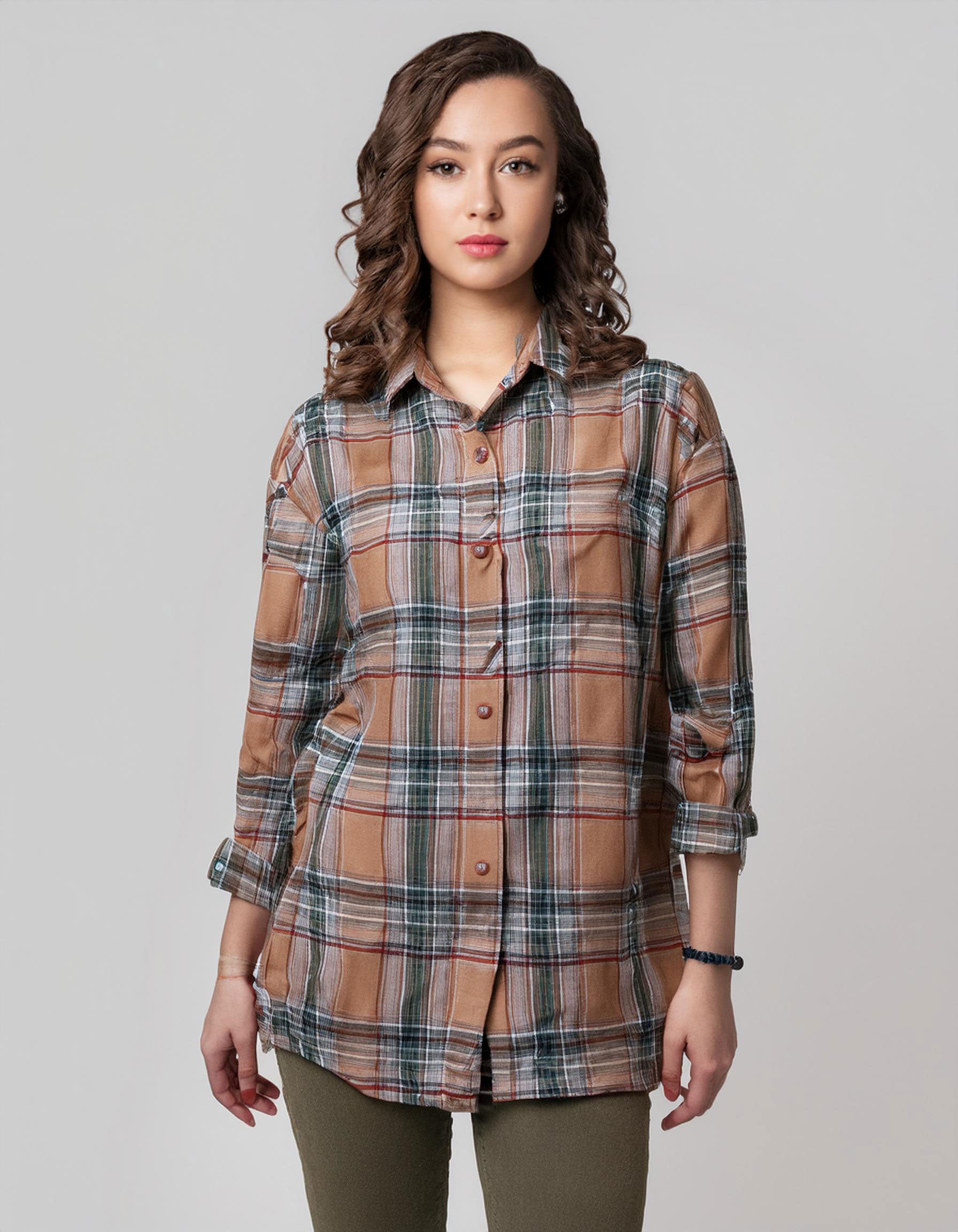 Earthy Tone Check Flannel Shirt 2