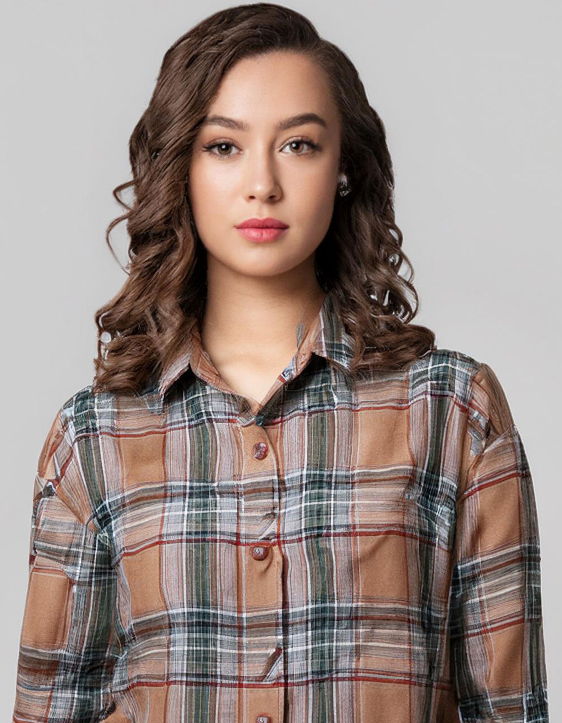 Earthy Tone Check Flannel Shirt 3