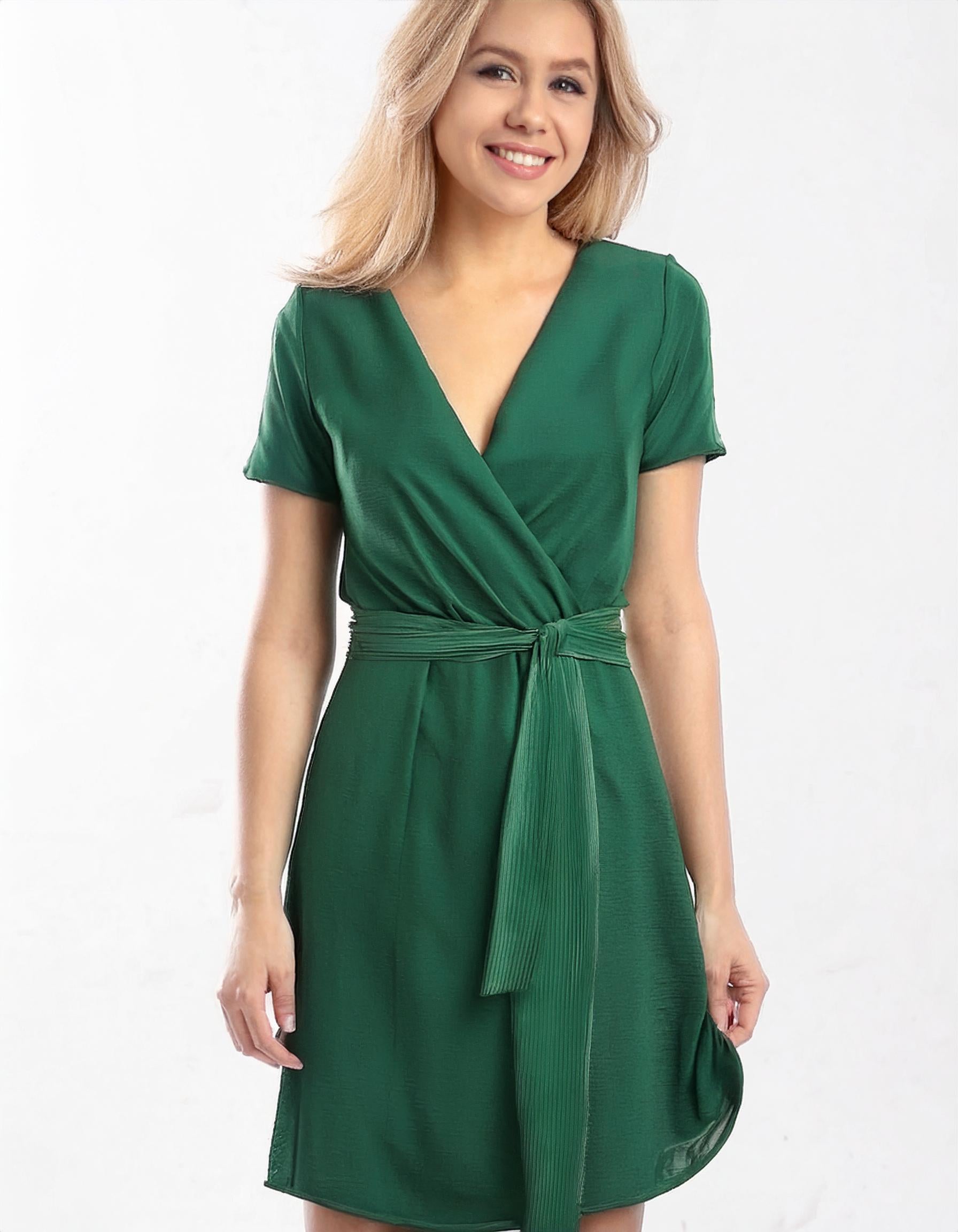 Emerald Enchantress Wrap Dress