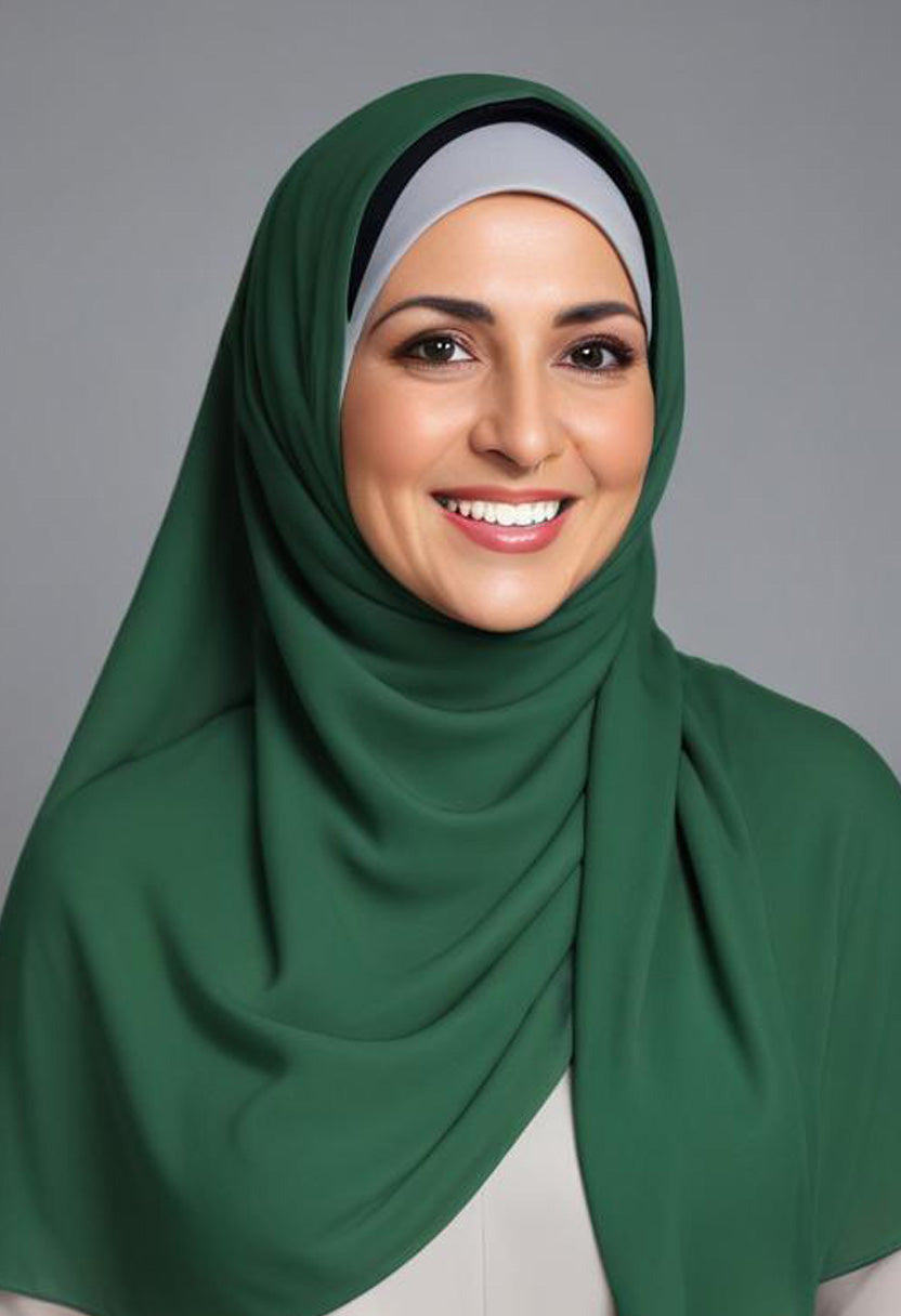 Emerald Green Satin Hijab 2