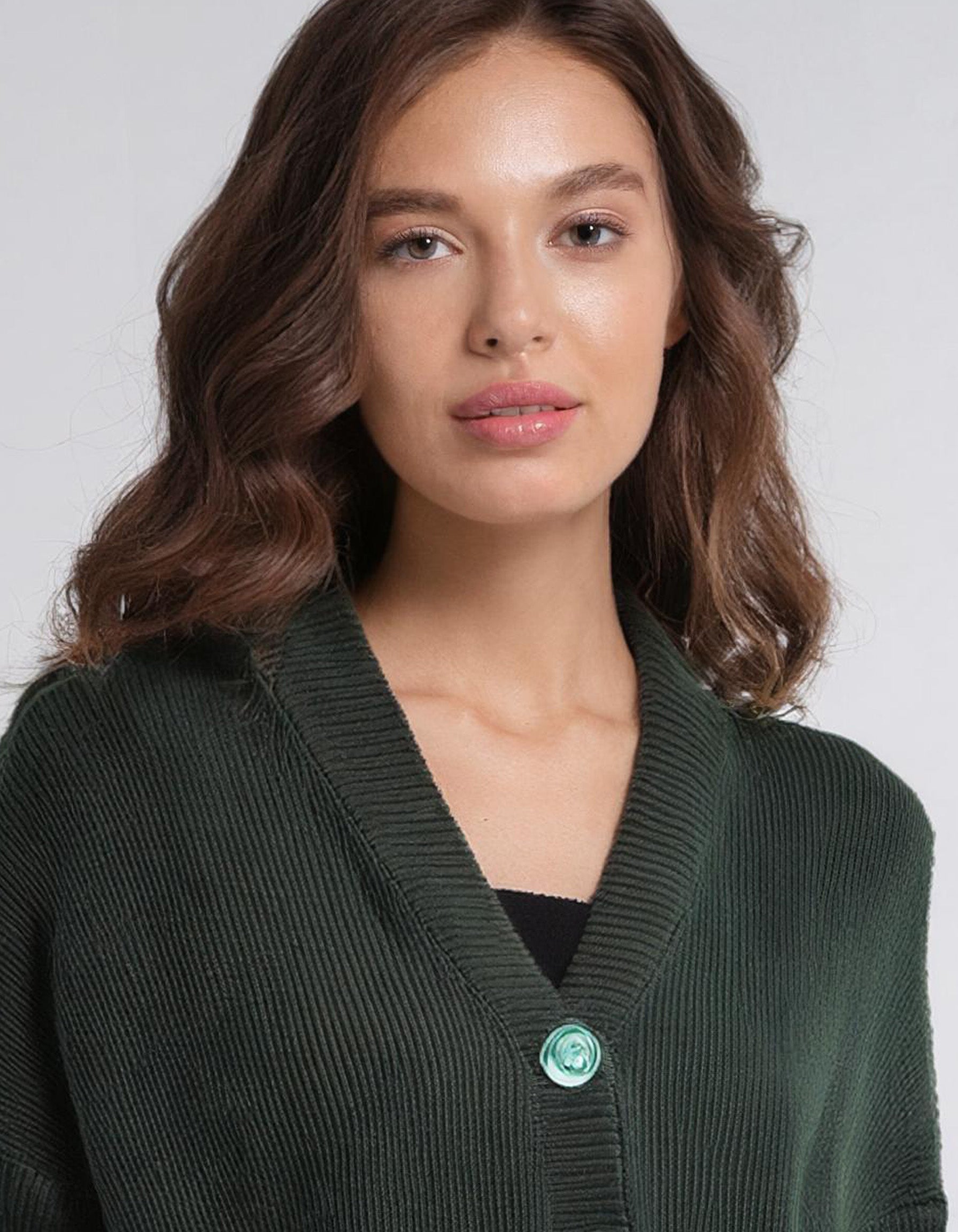 Forest Green Button-Up Cardigan 4