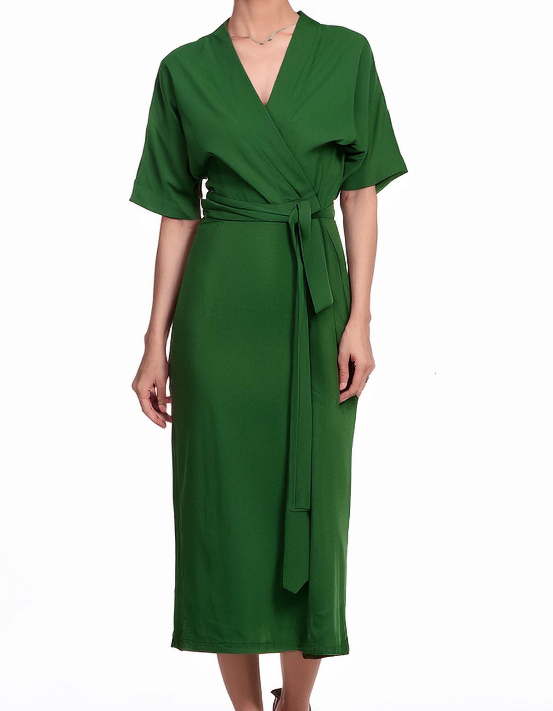 Forest Green Maxi Wrap Dress 2