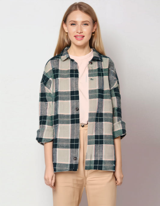 Forest Green Plaid Flannel Shirt