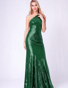 Green Velvet Luxe Evening Gown