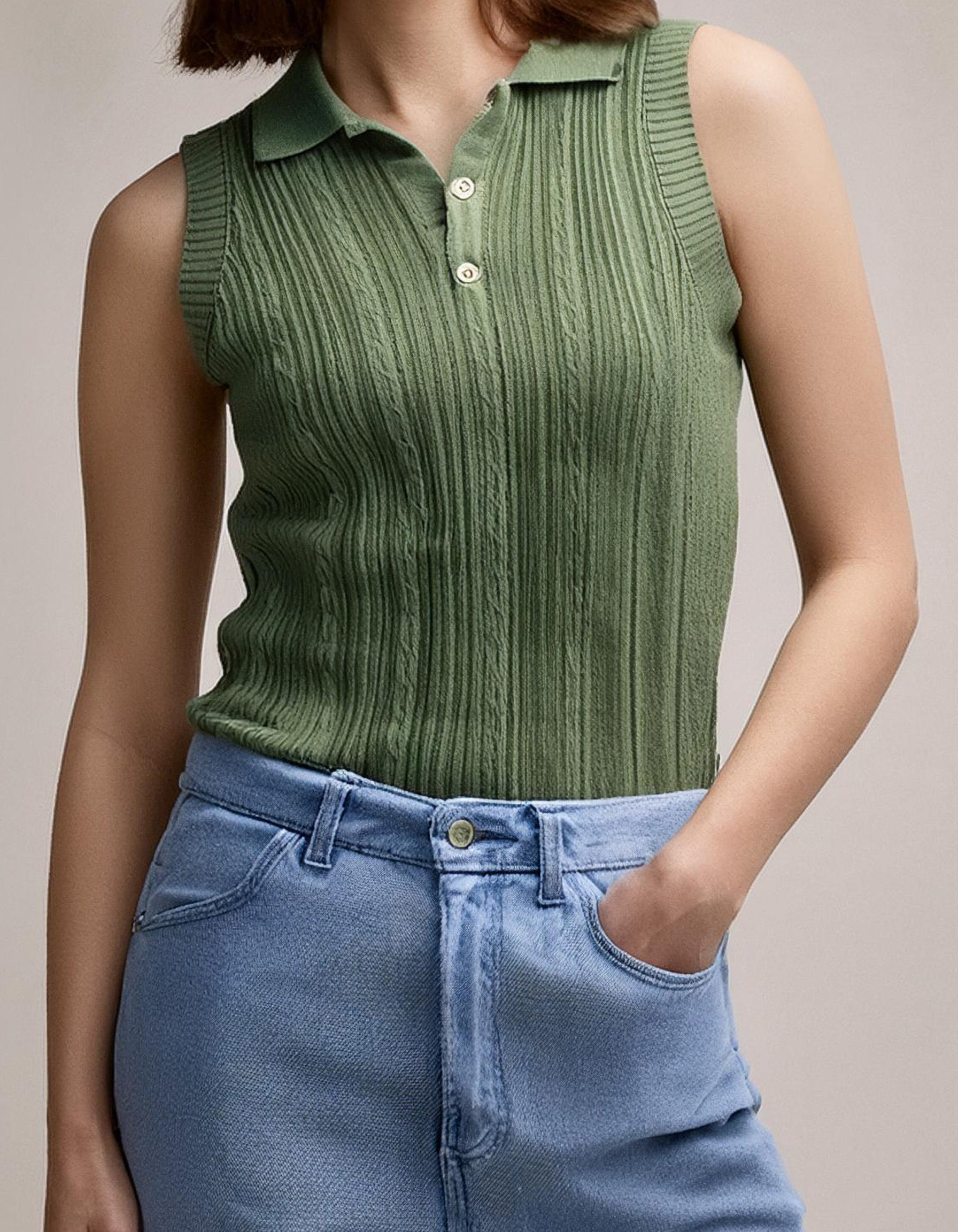 Green Striped Collar Polo Shirt 2