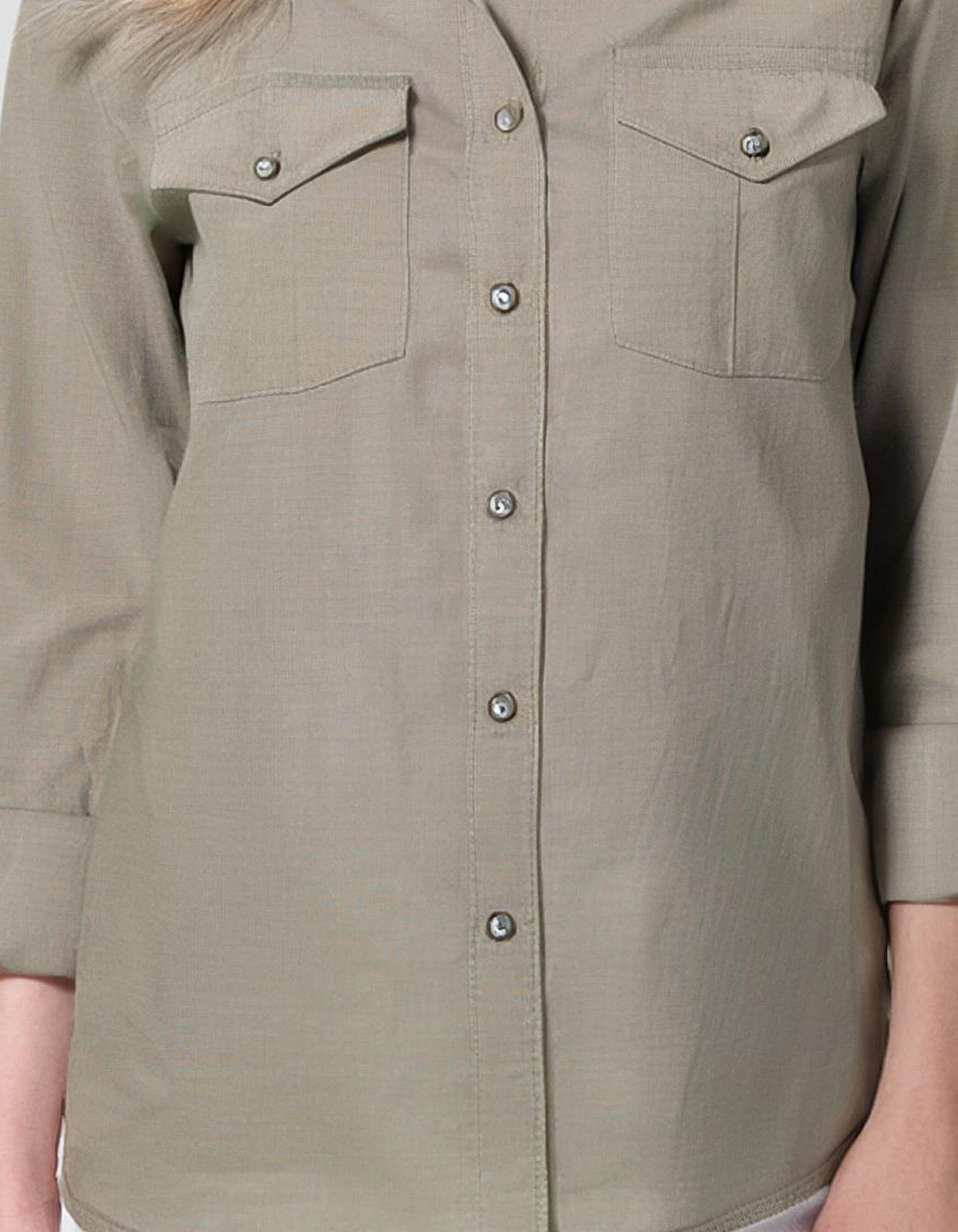 Grey Casual Roll-Up Sleeve Dress Shirt 3