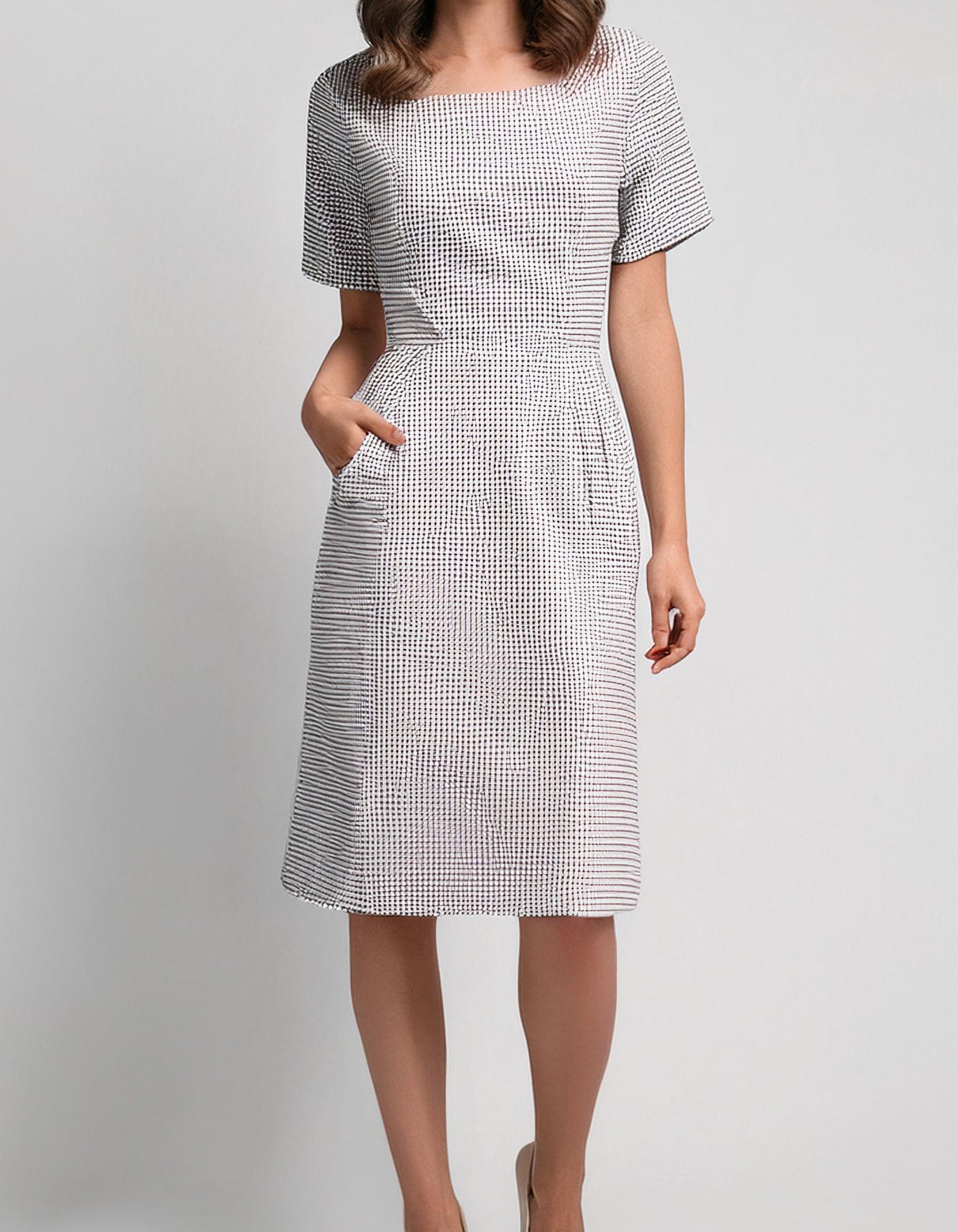 Heather Gray Draped Shift Dresses 2