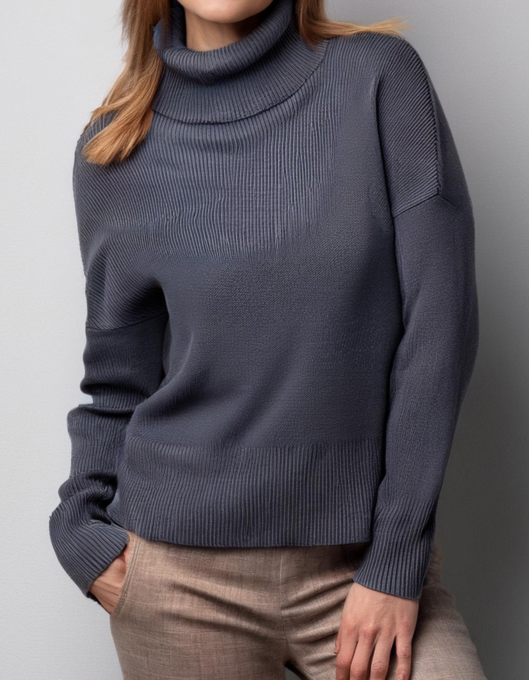Heather Grey Classic Turtleneck Sweater 2