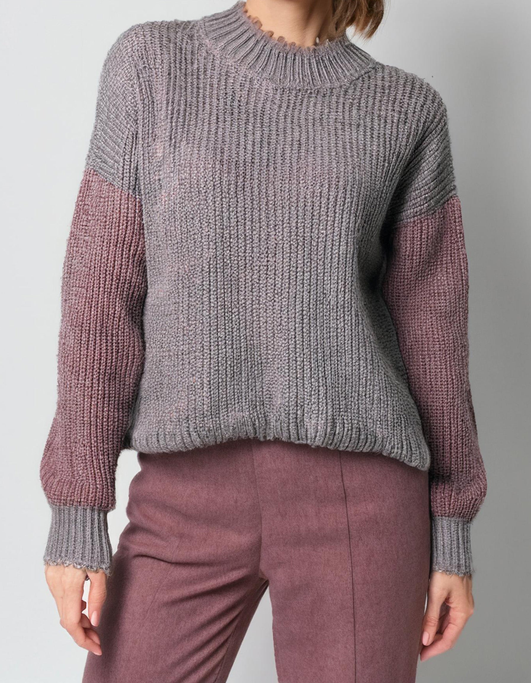 Heather Grey Relaxed Knit Pullover 2