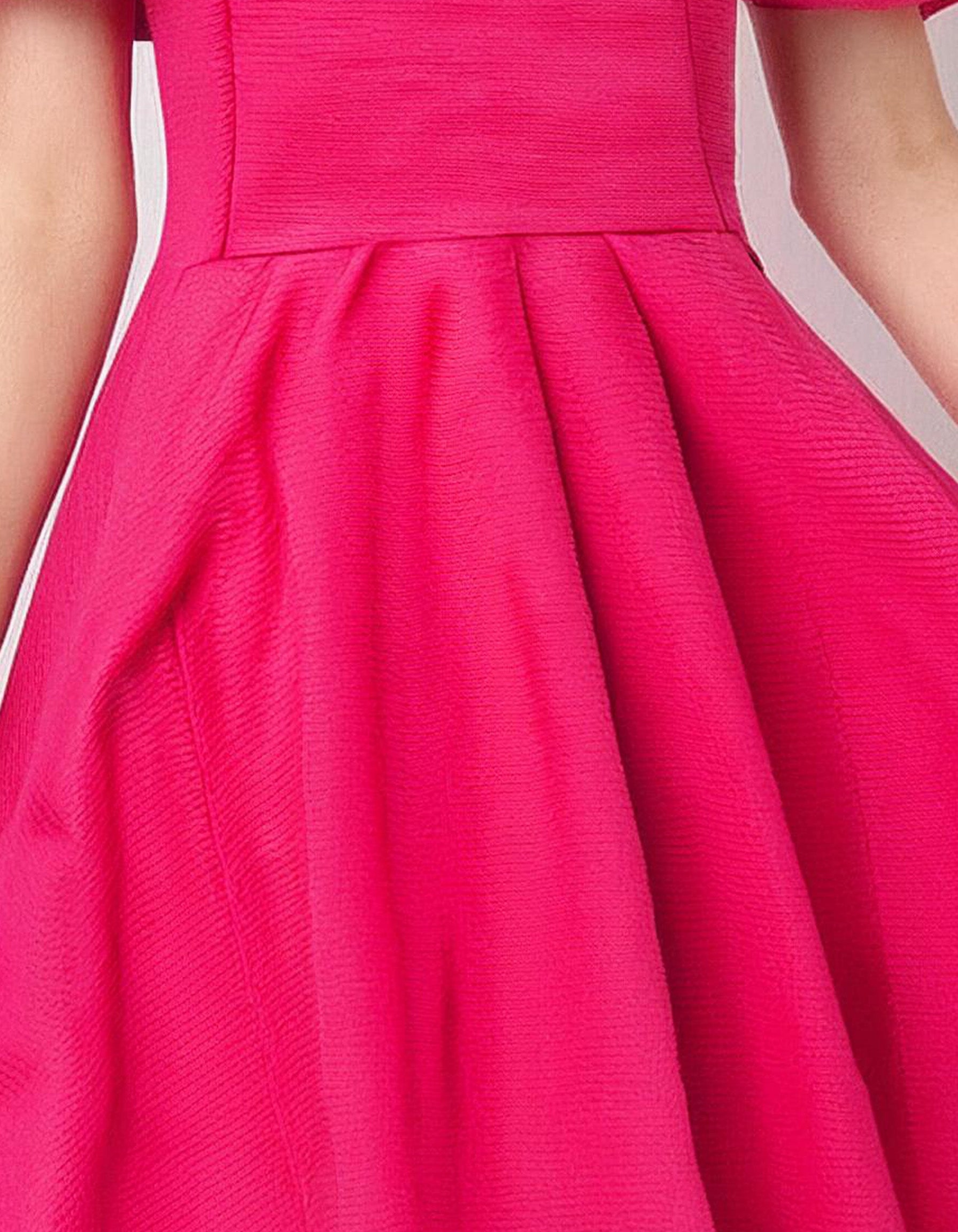 Hot Pink Off-Shoulder A-Line Dress 3