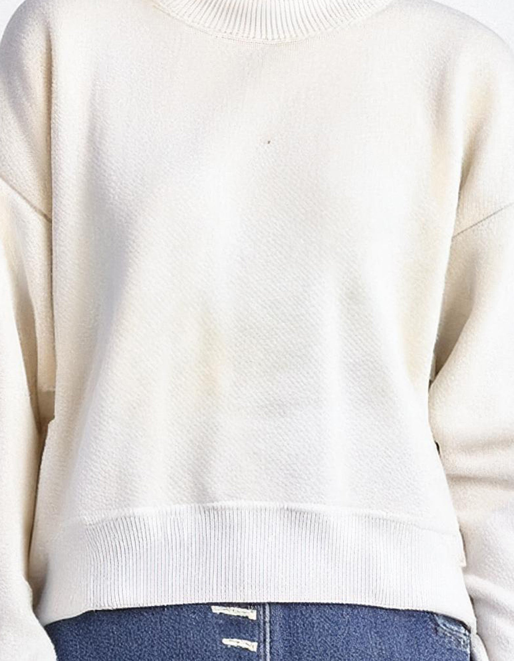 Ivory Cable Knit Crewneck Sweater 3