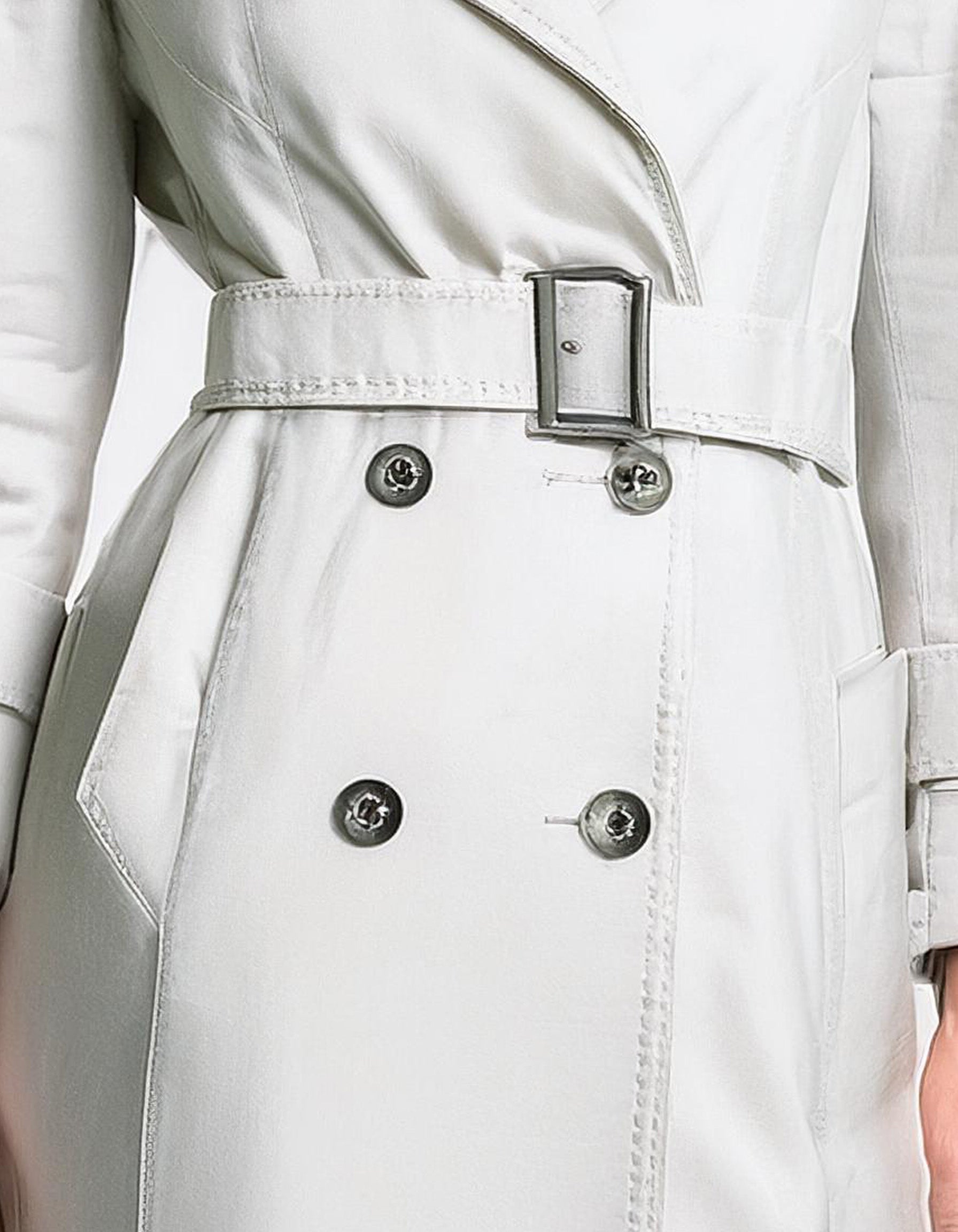 Ivory Textured Trench Coats 3