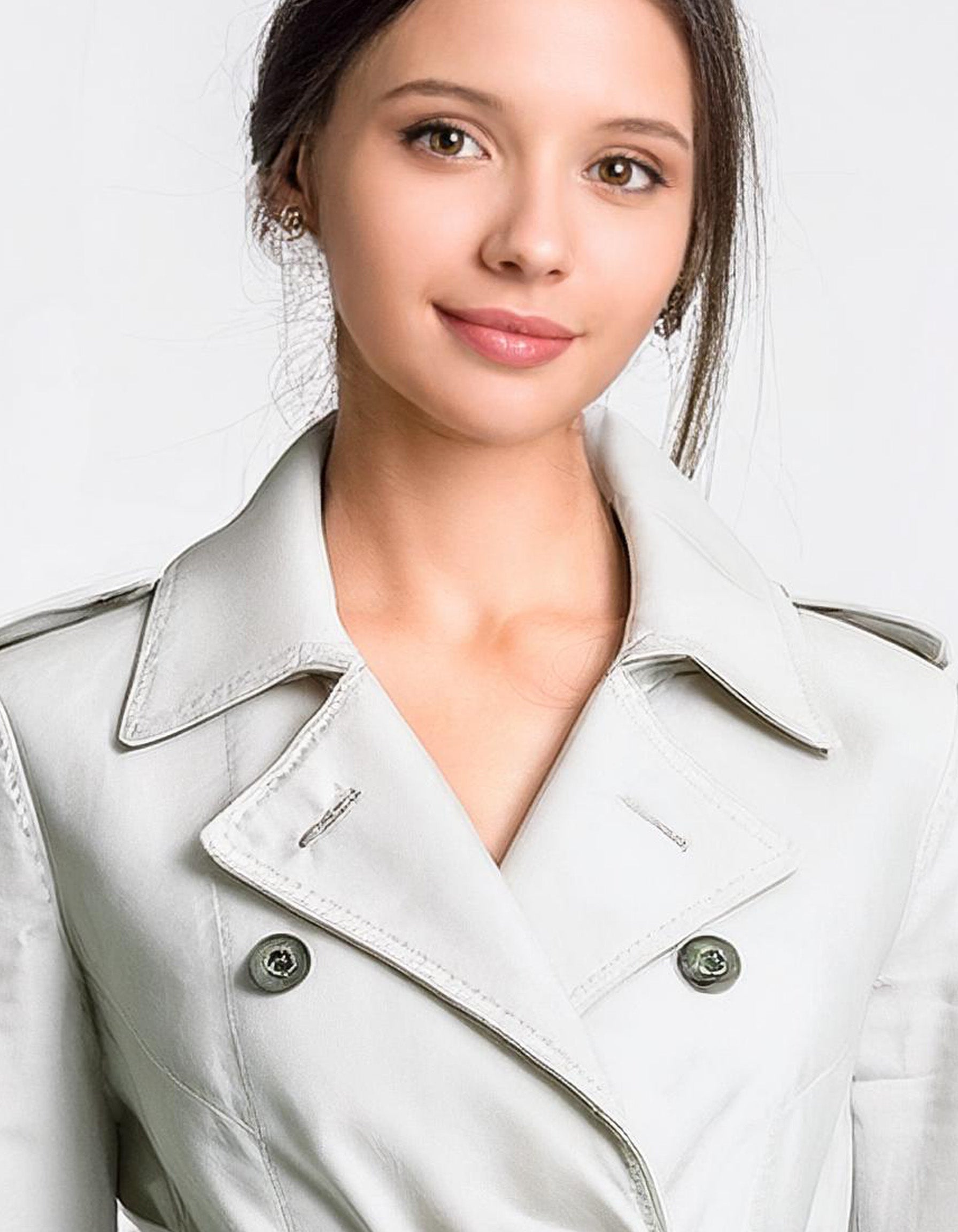 Ivory Textured Trench Coats 4