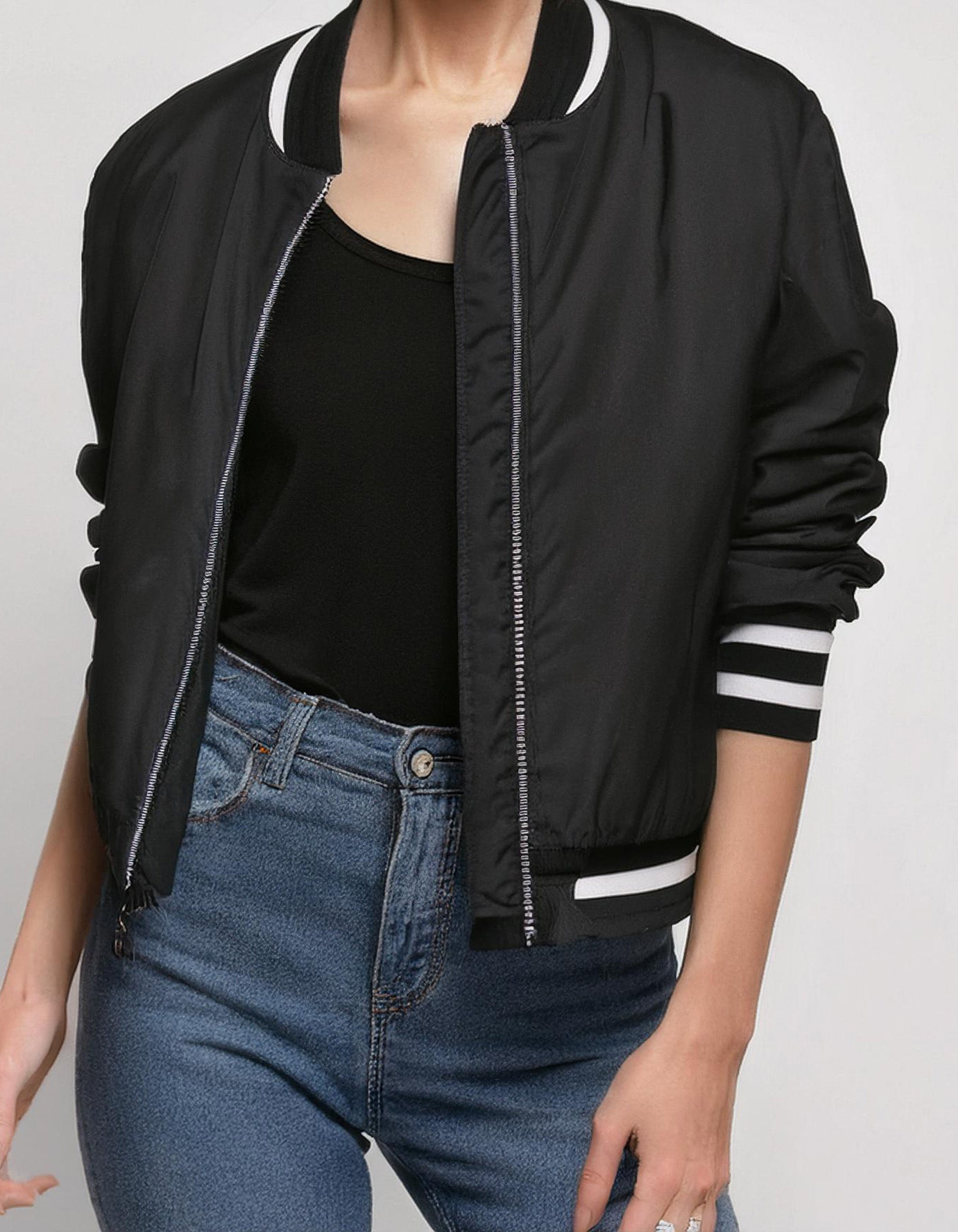 Jet Black Quilted Bomber Jacket 2