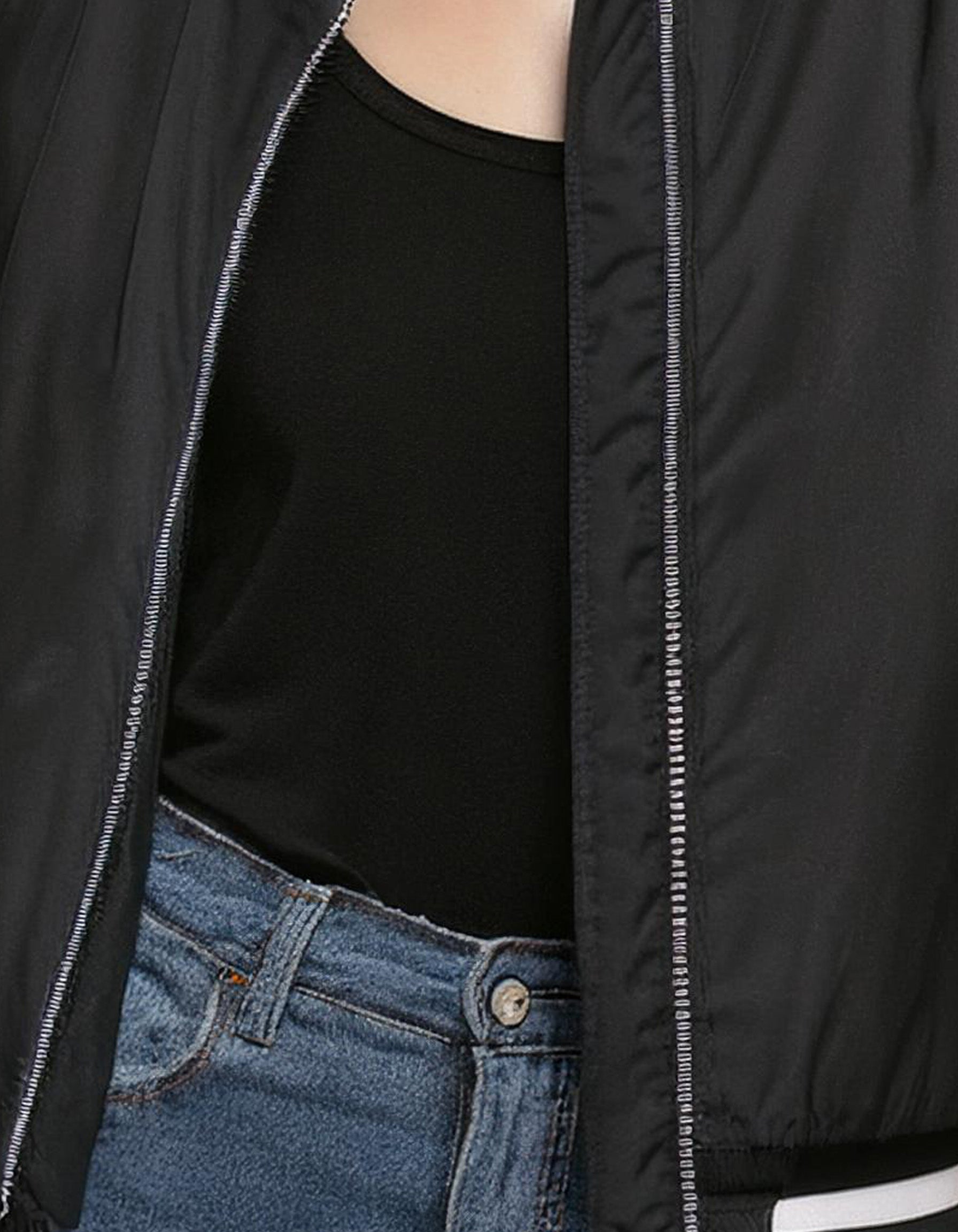 Jet Black Quilted Bomber Jacket 3
