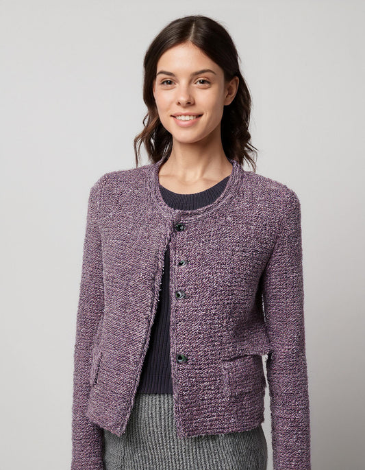 Lavender Button-Up Cardigan