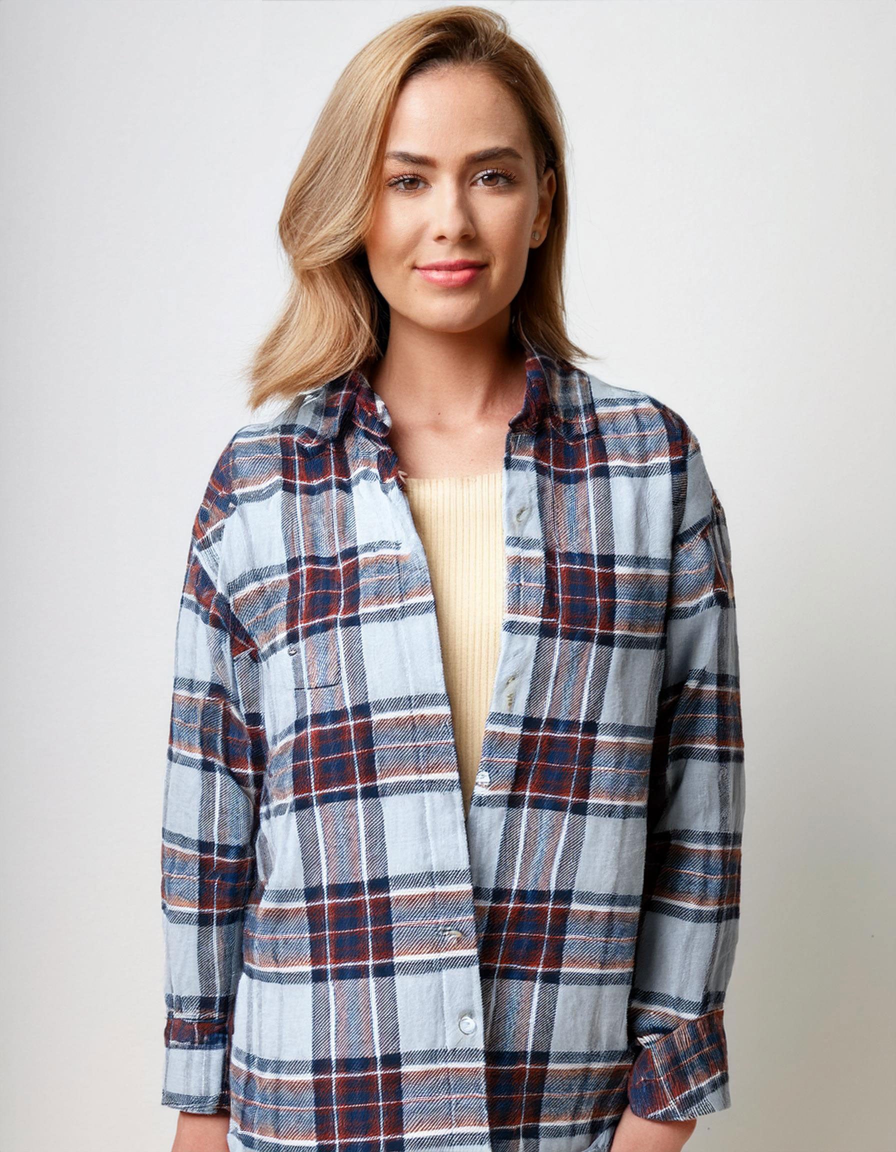 Lavender Mist Plaid Flannel Shirt 2