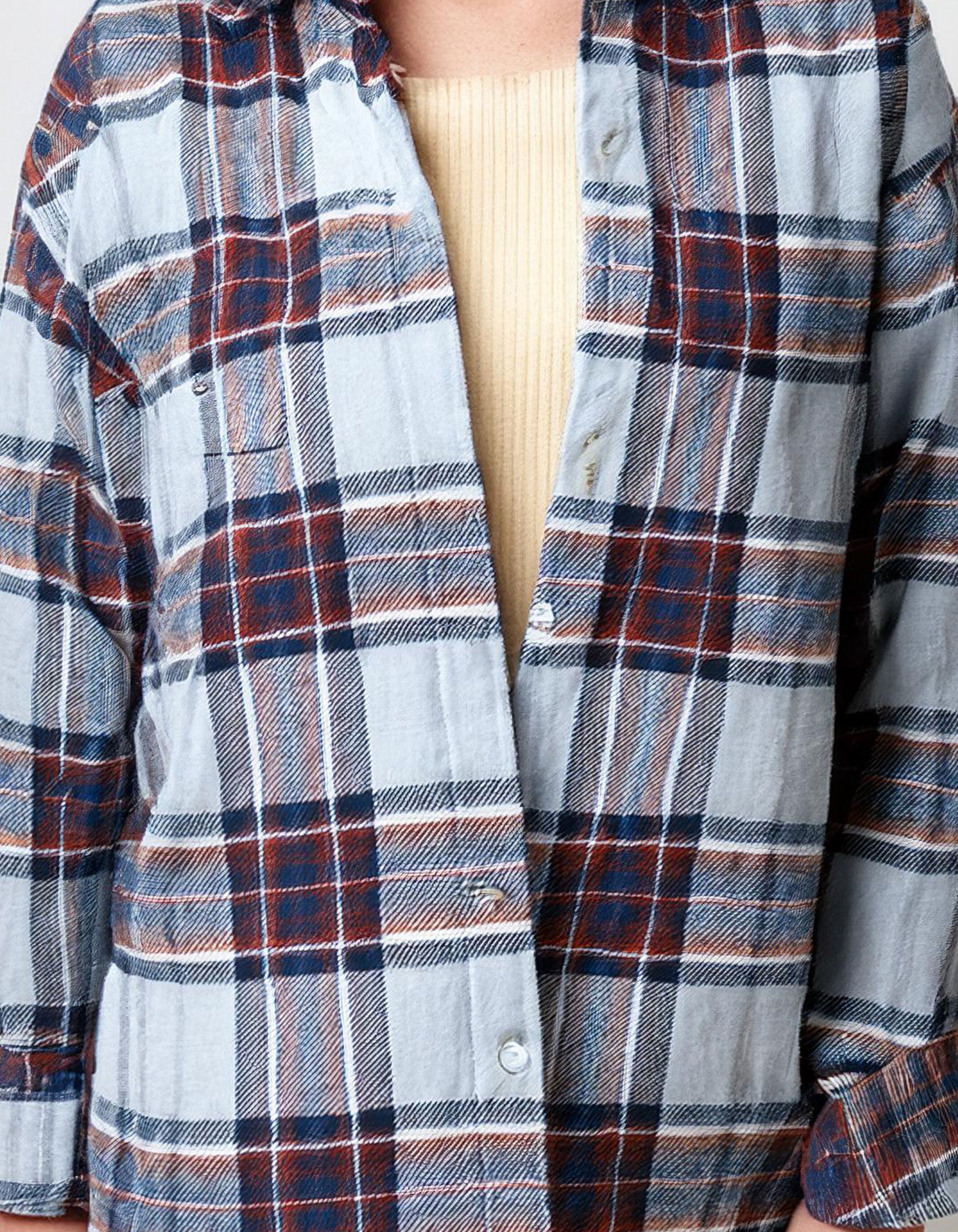Lavender Mist Plaid Flannel Shirt 4