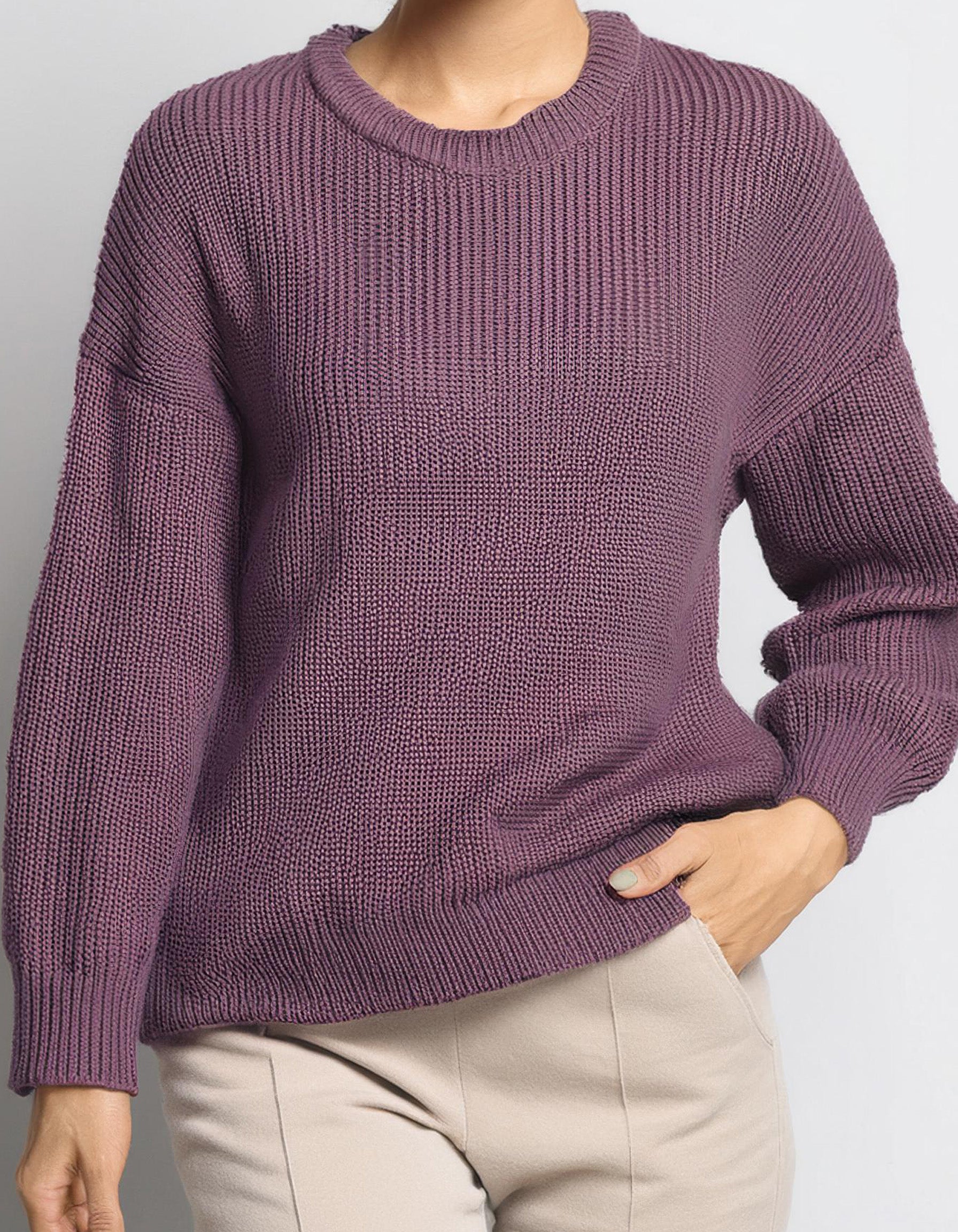 Lavender Ribbed Knit Pullover 2
