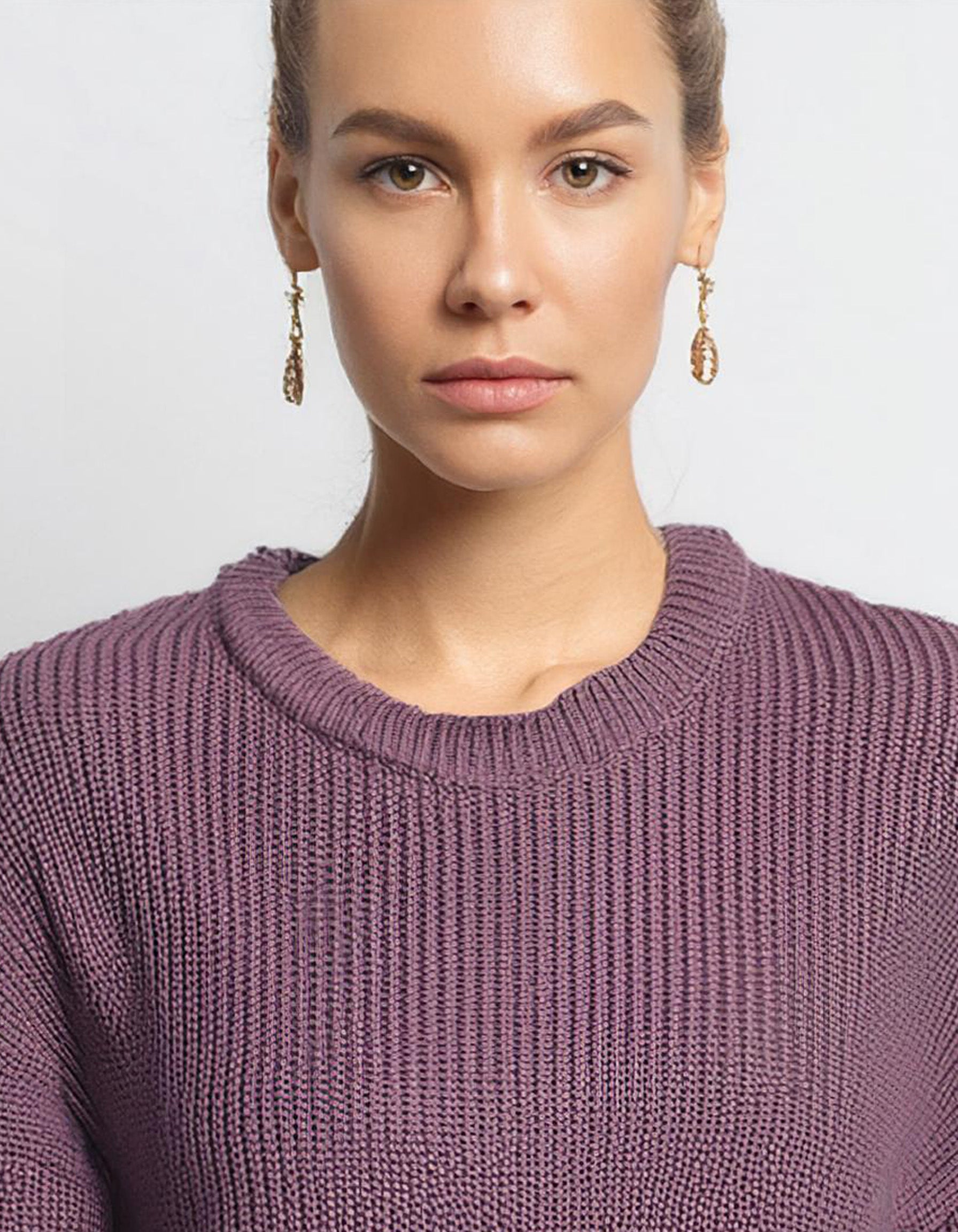 Lavender Ribbed Knit Pullover 4